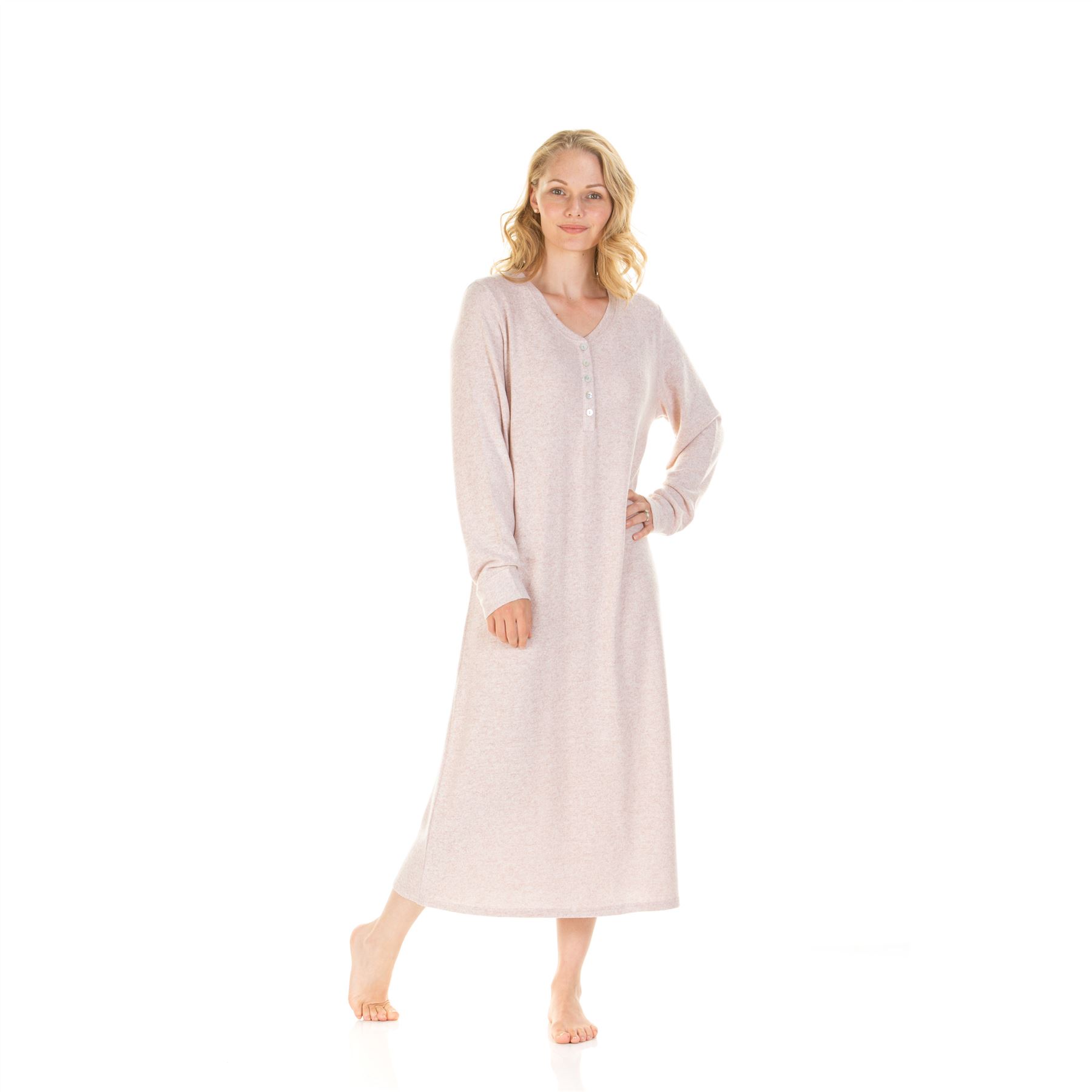 Womens Ladies Brushed Long Sleeve Nightdress Nightie Size 8-22 - Picture 31 of 33