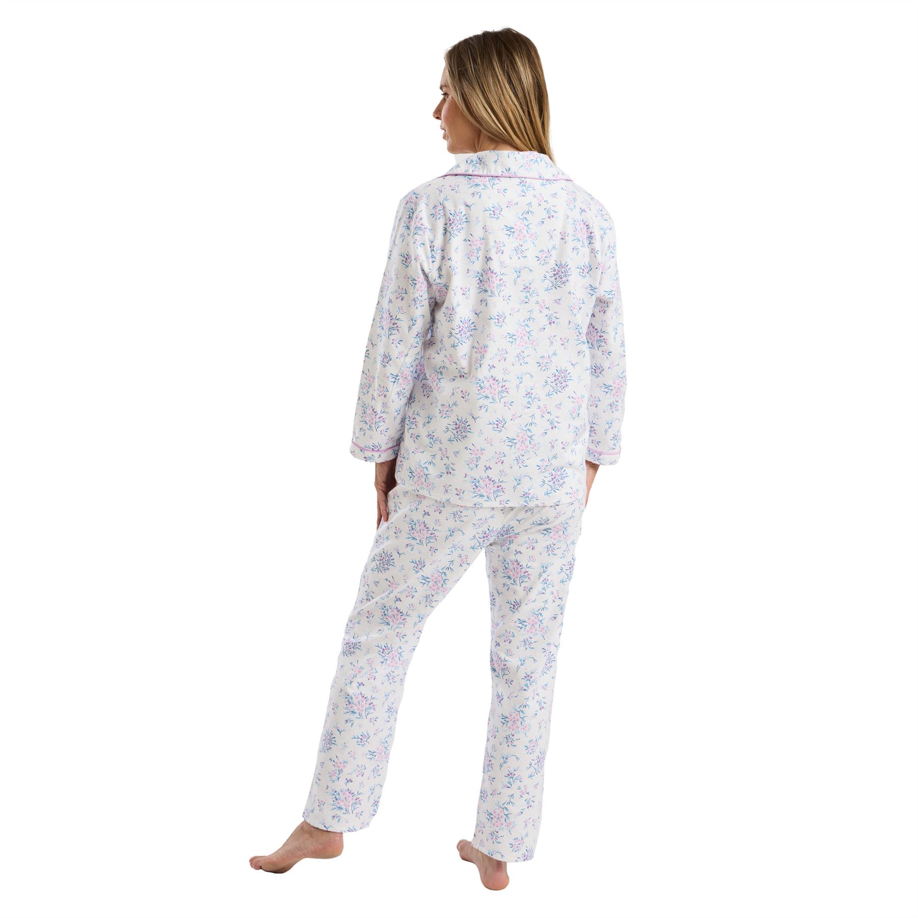 100% Brushed Cotton Pyjamas Ladies Winceyette Pyjama Set Size 8-26 - Picture 38 of 104