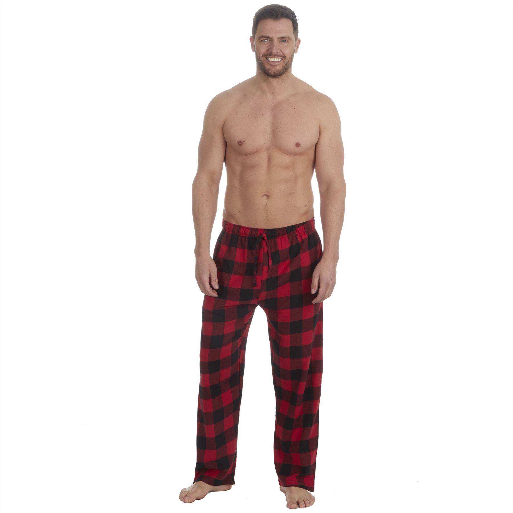 Pantalones/pijama de franela a cuadros para hombre 100 % algodón cepillado talla S-3XL - Imagen 21 de 26