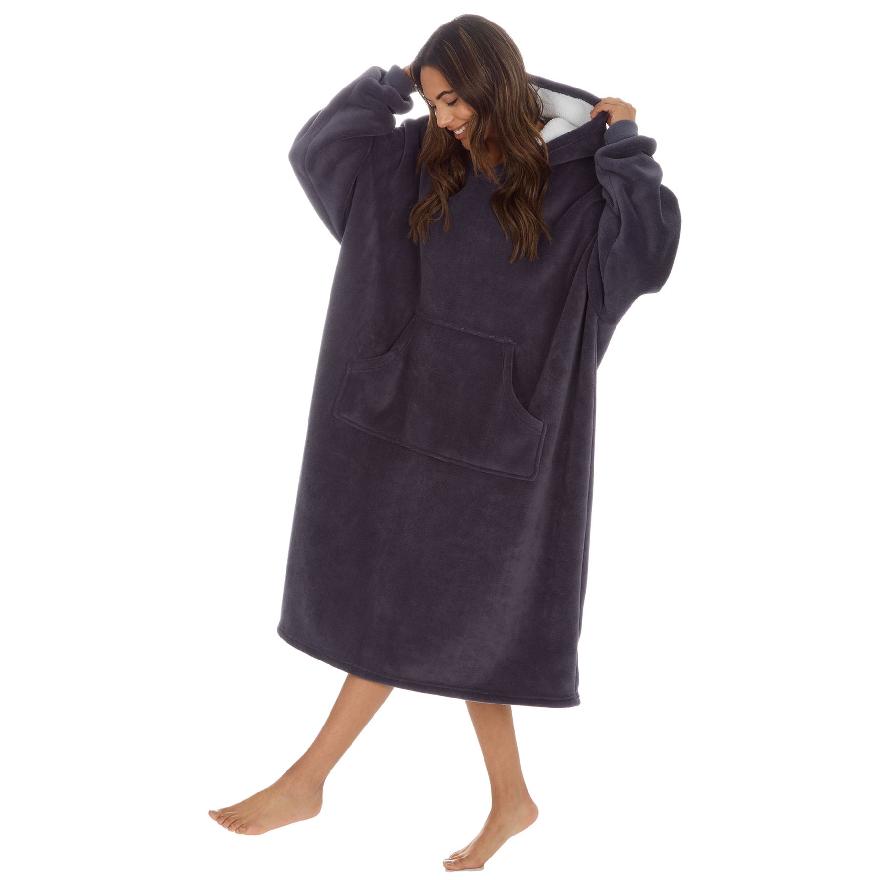 Womens Oversized Hoodie Thick Fleece Warm Snuggle Ladies Robe Adult Blanket - Picture 14 of 17