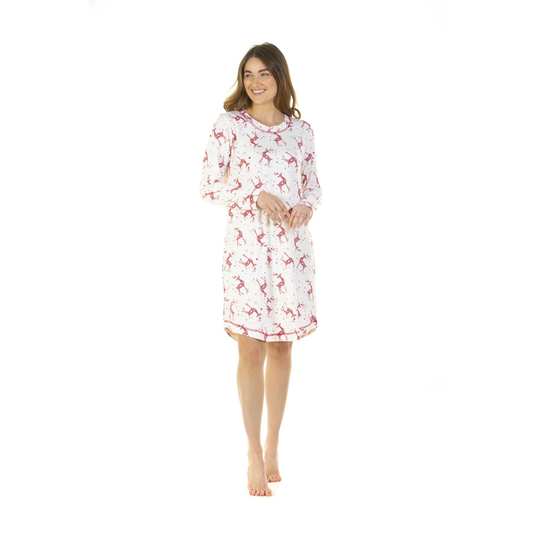 Womens Nightdress Long Sleeve Jersey Knit Ladies Nightie UK 8-22 - Picture 25 of 45