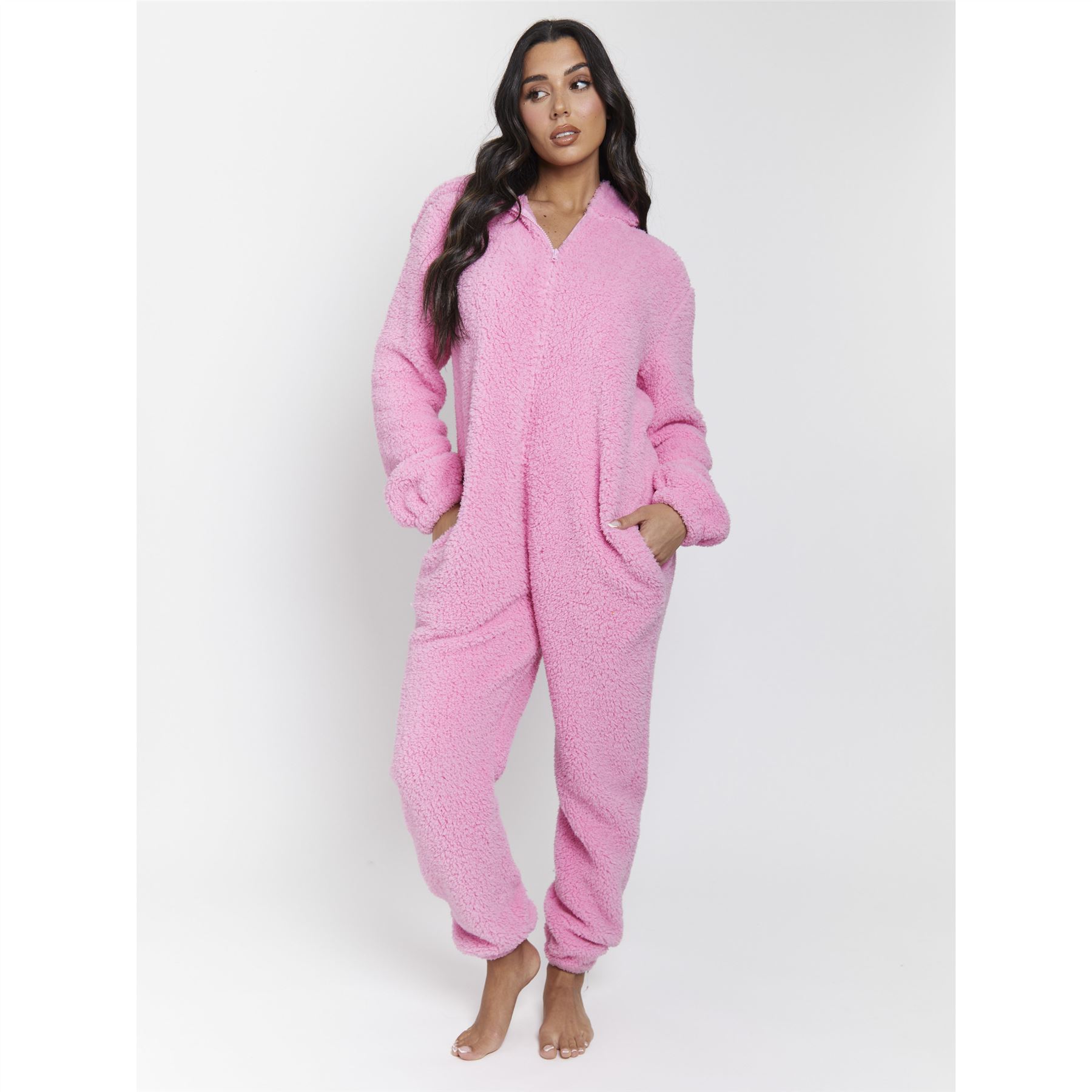 Ladies/Womens/Girls Fleece All In One Pyjamas Outfit Costume Hood Size 6-22 - Picture 87 of 215