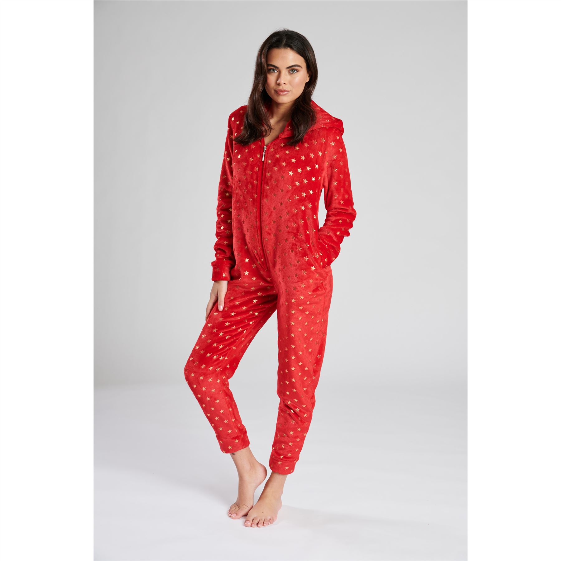 Ladies Christmas Fleece All In One Adult Womens Jumpsuit Xmas Pyjamas Size 8-22 - Picture 20 of 22