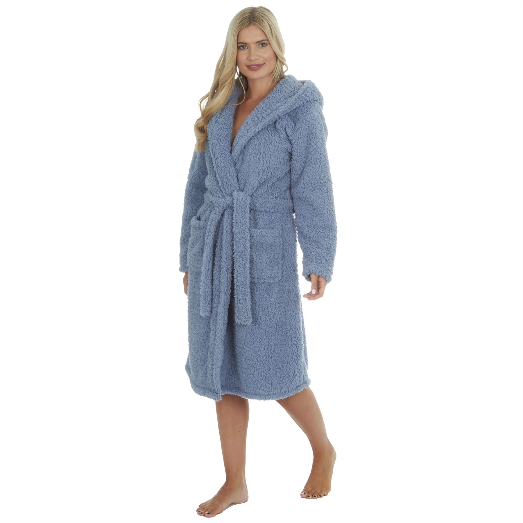 Womens Dressing Gown Robe Ladies Girls Super Soft Fleece Bathrobe Size 8 - 32 - Picture 35 of 83