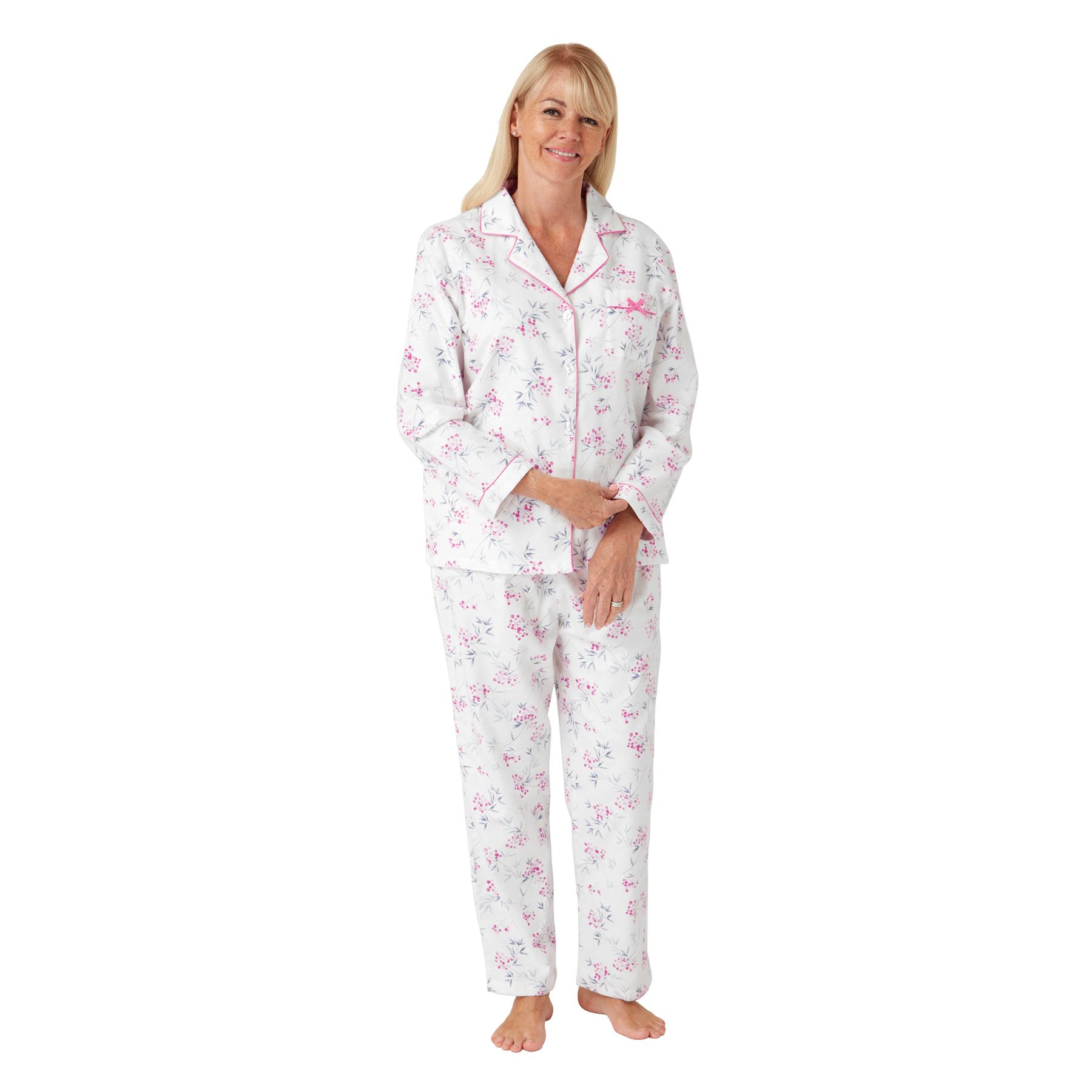 100% Brushed Cotton Pyjamas Ladies Winceyette Pyjama Set Size 8-26 - Picture 98 of 104