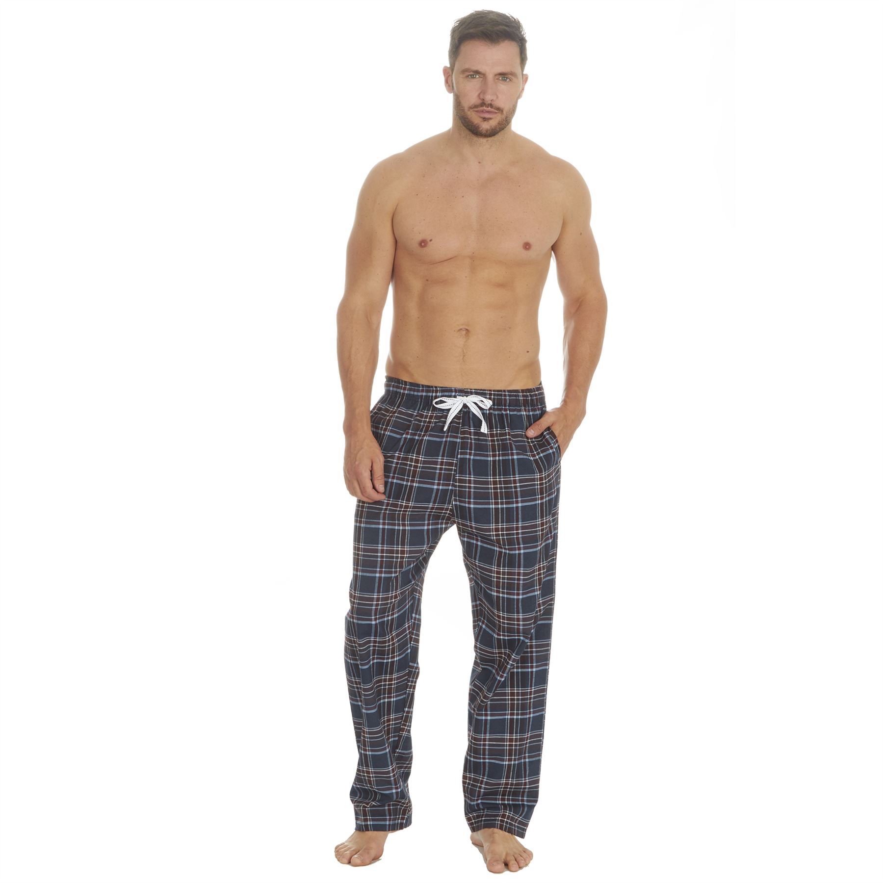 Mens Woven Check Lounge Pants/Pyjama Bottoms Polycotton Size S-XXL - Picture 11 of 13