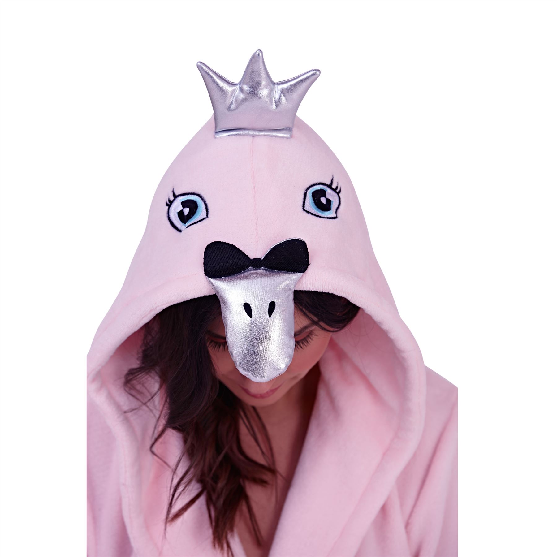 Womens Fleece Robe Dressing Gown With Novelty Hood Ladies Girls Size 8-22 - Picture 60 of 75