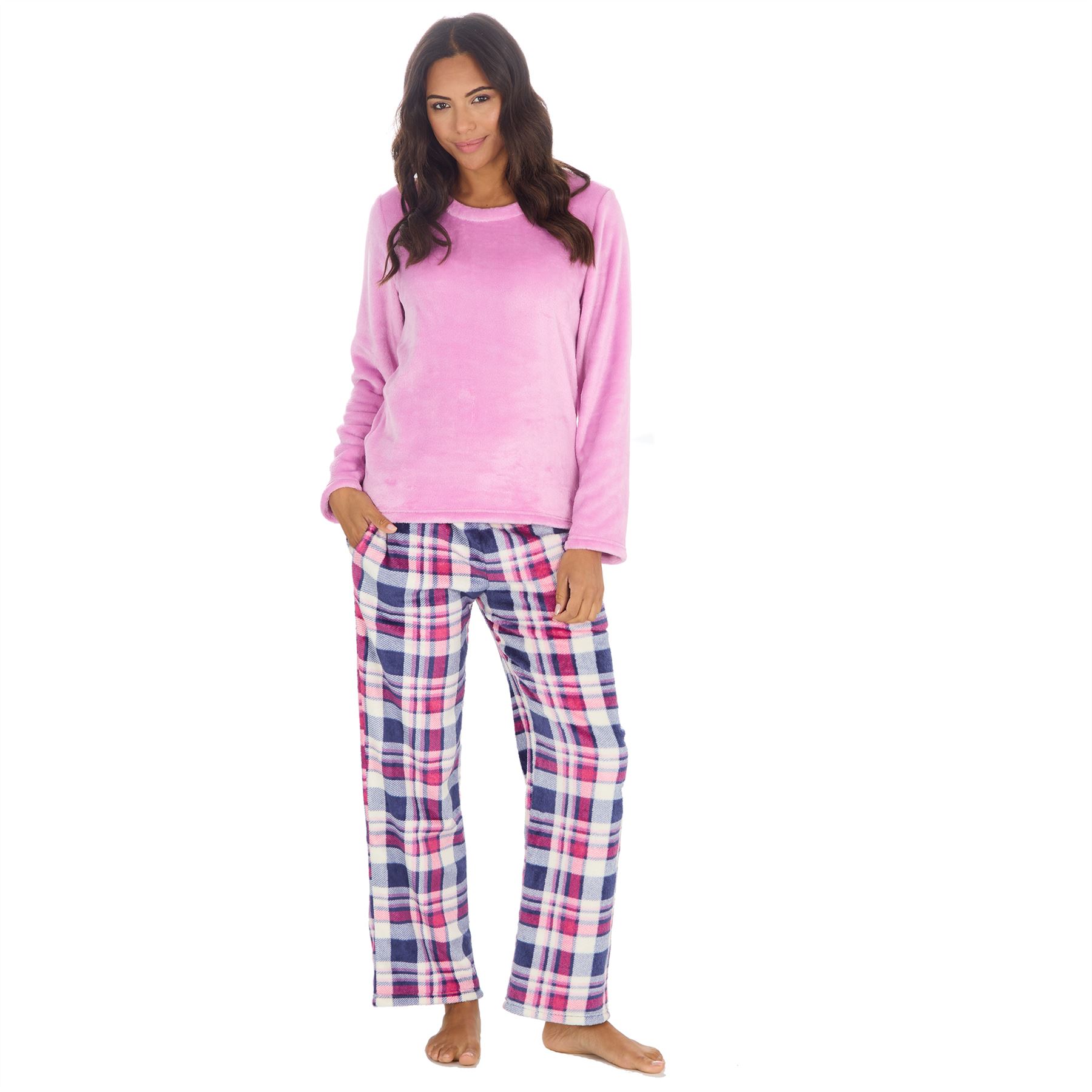 Womens Fleece Pyjamas Ladies Lounge Pyjama Nightwear Set Size 8-22 - Picture 13 of 40