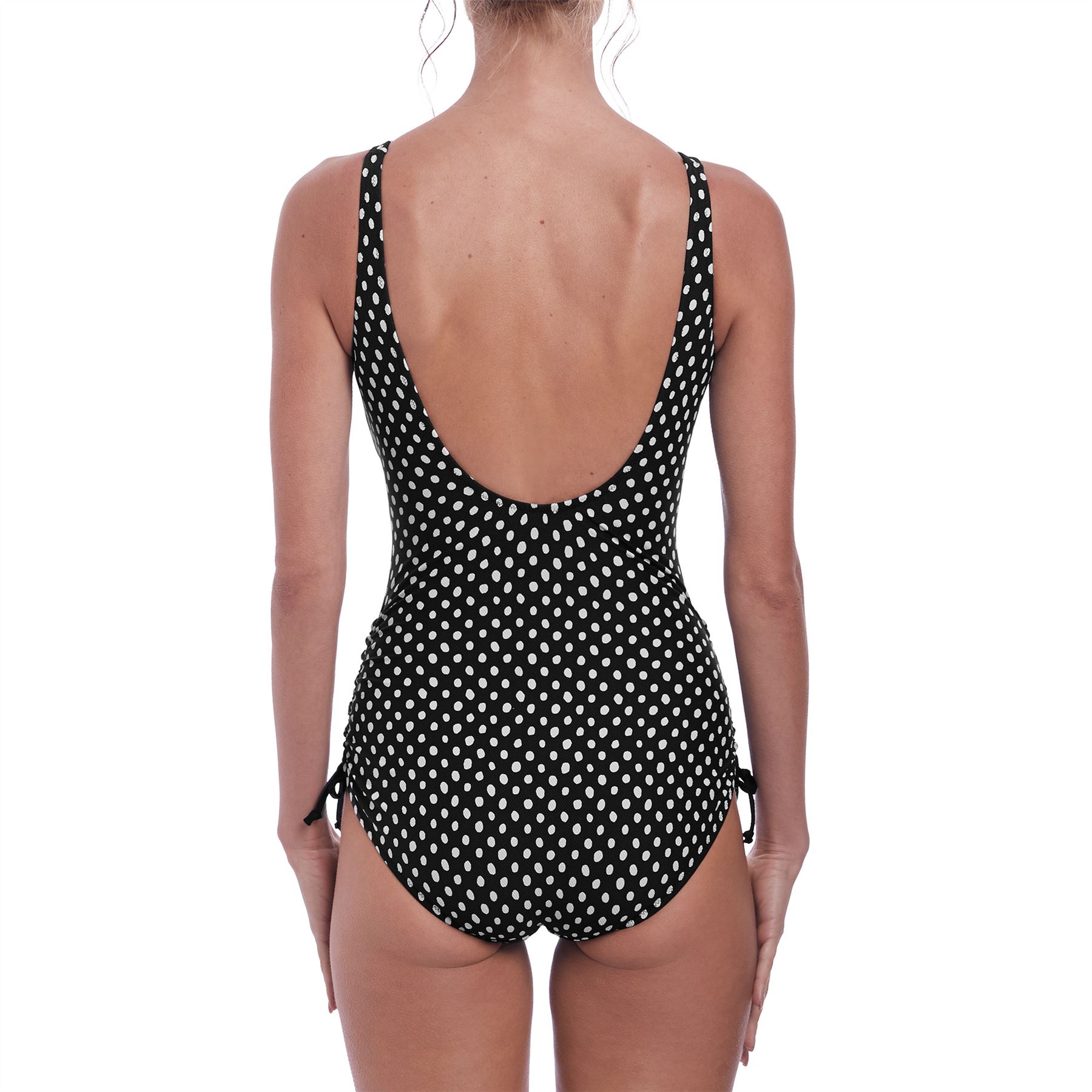 Fantasie Swimwear Santa Monica V Neck Adjustable Leg Swimsuit Black/White 6729 - Picture 3 of 4
