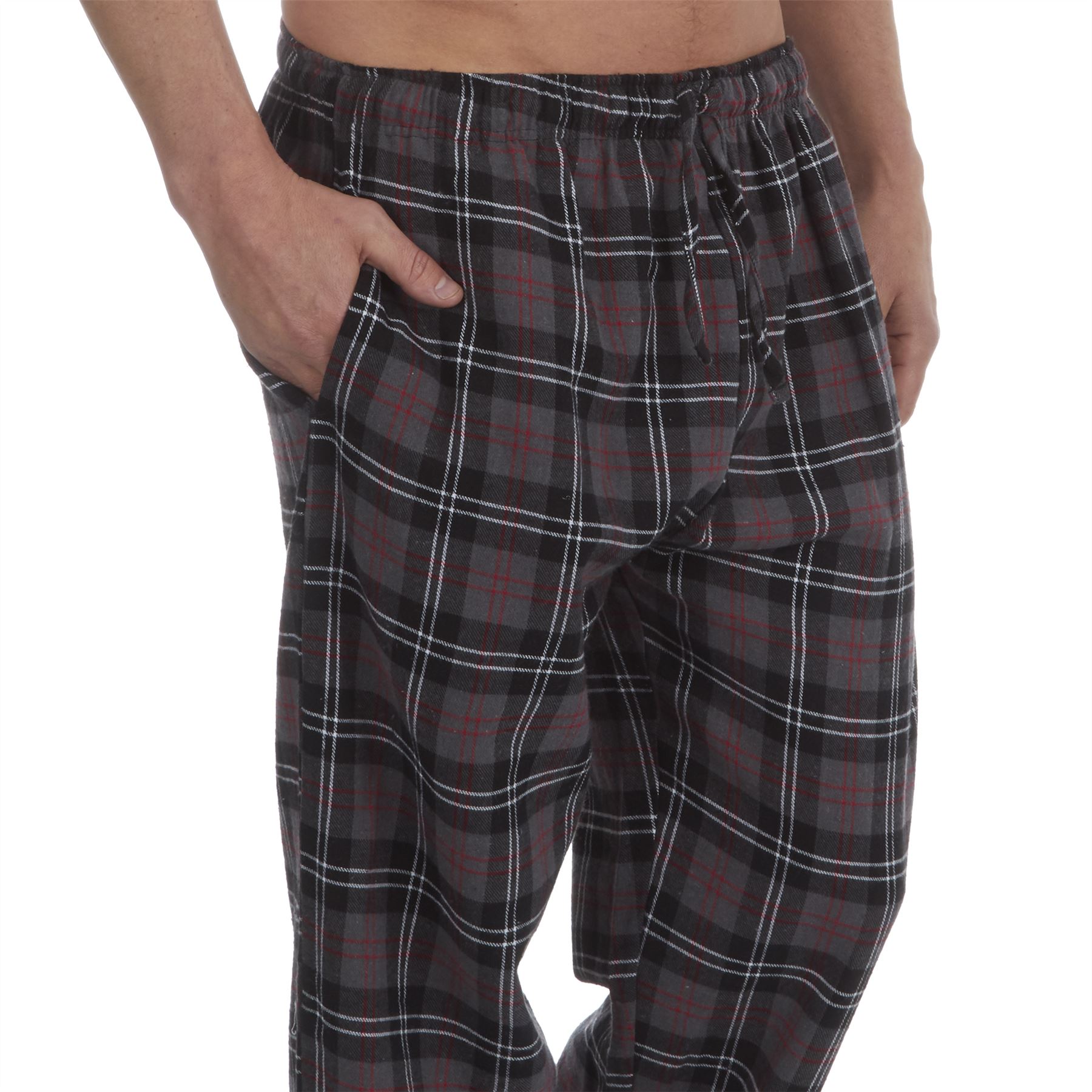 Pantalones/pijama de franela a cuadros para hombre 100 % algodón cepillado talla S-3XL - Imagen 9 de 26