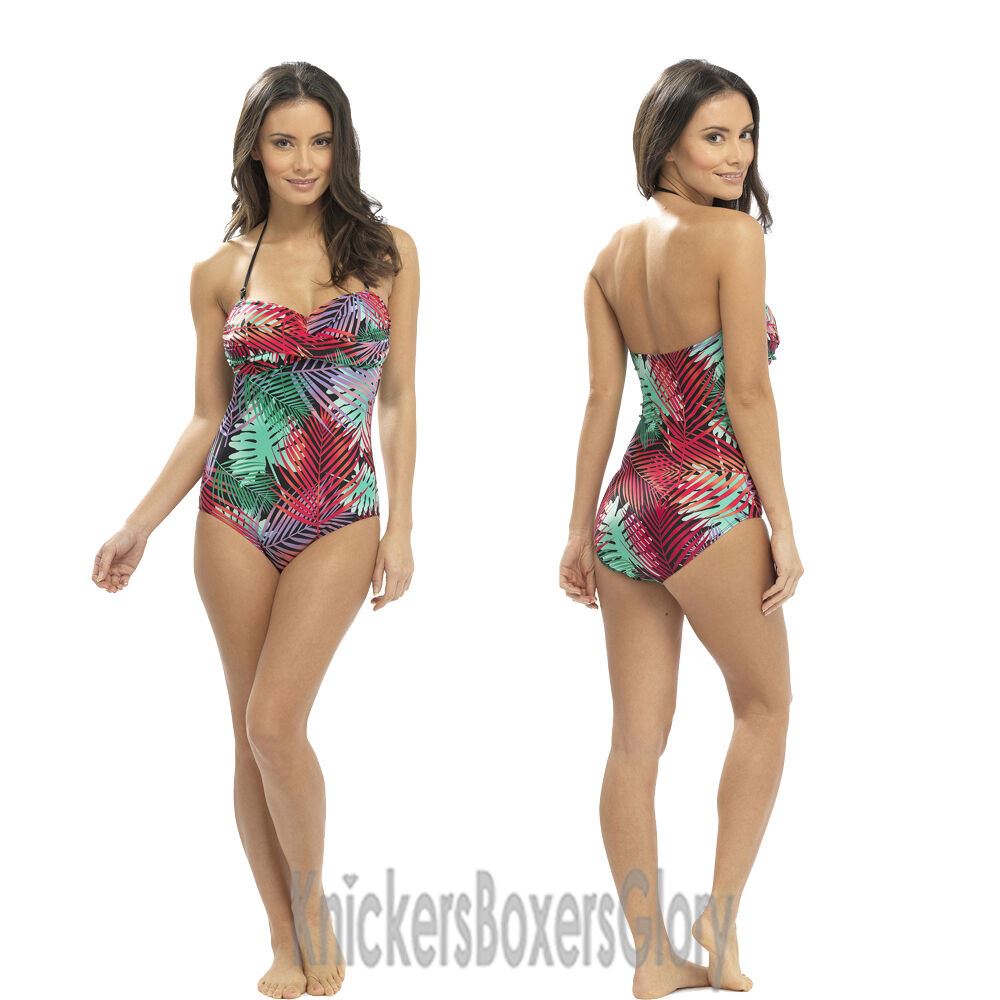 Ladies Bandeau Halter Strappy Padded Swimsuit Swimming Costume - Imagen 9 de 15