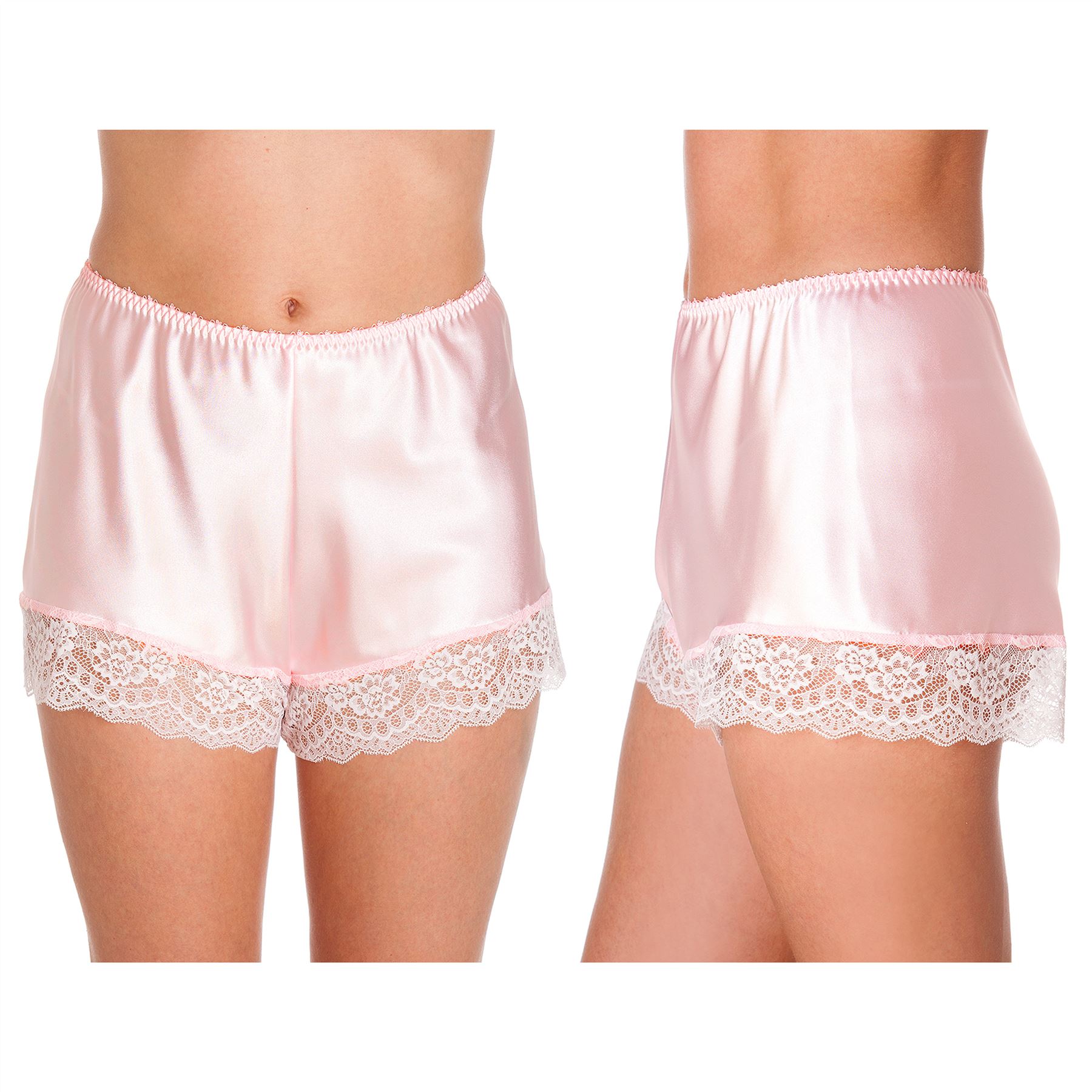 Satin French Knickers Ladies Deep Lace Silky Shorts Briefs Sexy Pyjamas - Picture 18 of 21