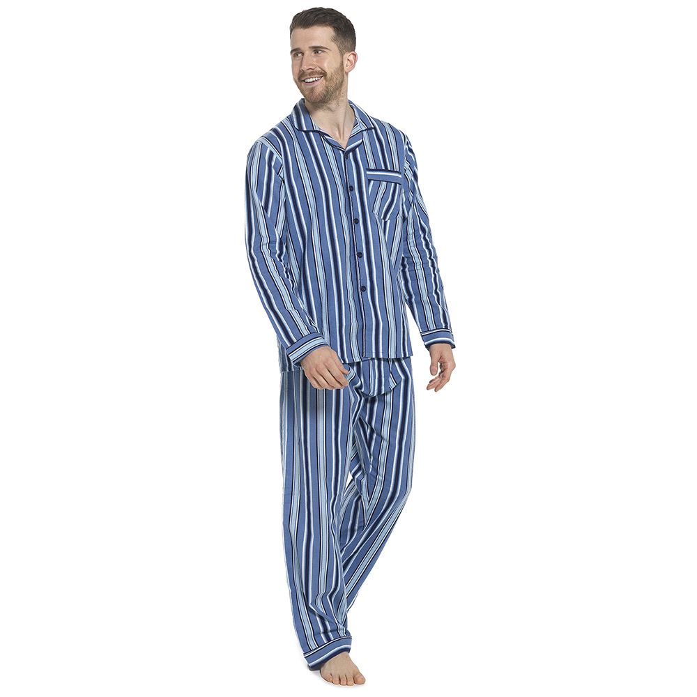 Herren-Pyjama-Set aus 100 % gebürstete Baumwolle Flanell kariert gestreift traditionelle PJs - Bild 15 von 28