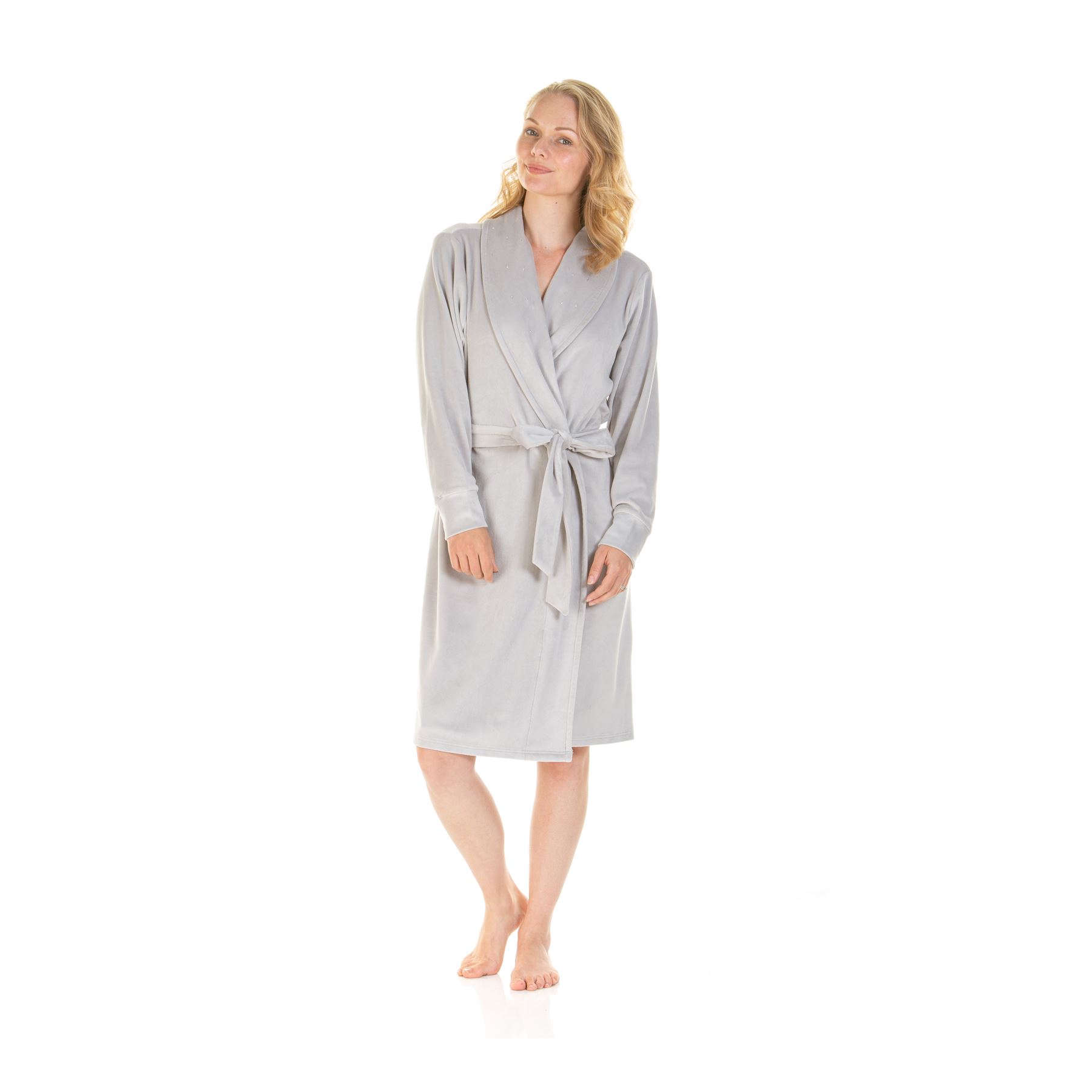 Womens/Ladies Velour Diamond Sequin Robe/Dressing Gown Size 8-22 - Picture 4 of 9
