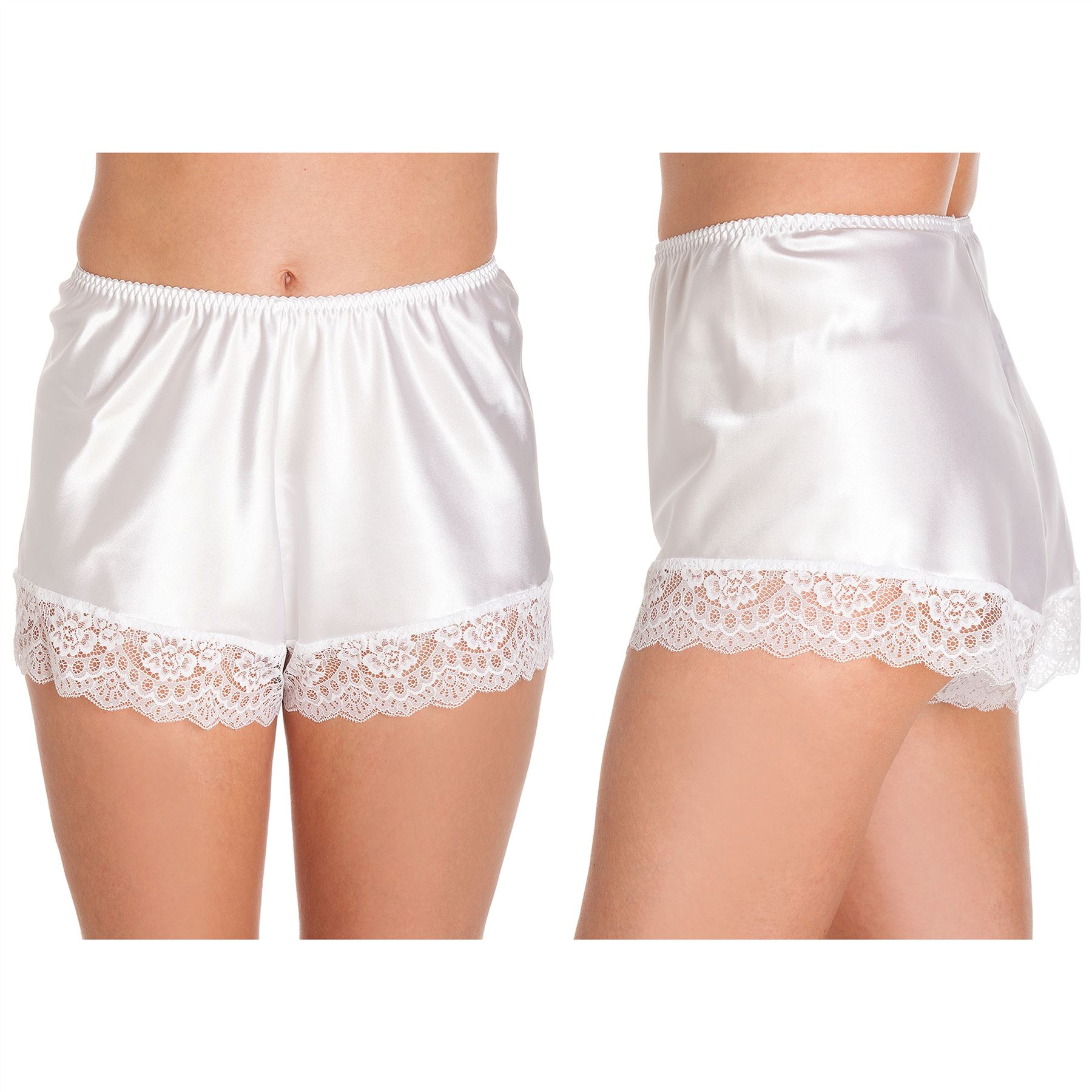 Satin French Knickers Ladies Deep Lace Silky Shorts Briefs Sexy Pyjamas - Picture 21 of 21