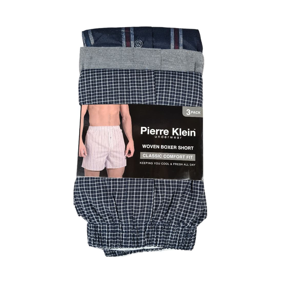 3 pares de pantalones cortos/boxers para hombre Pierre Klein tejidos a cuadros talla M-2XL - Imagen 11 de 12
