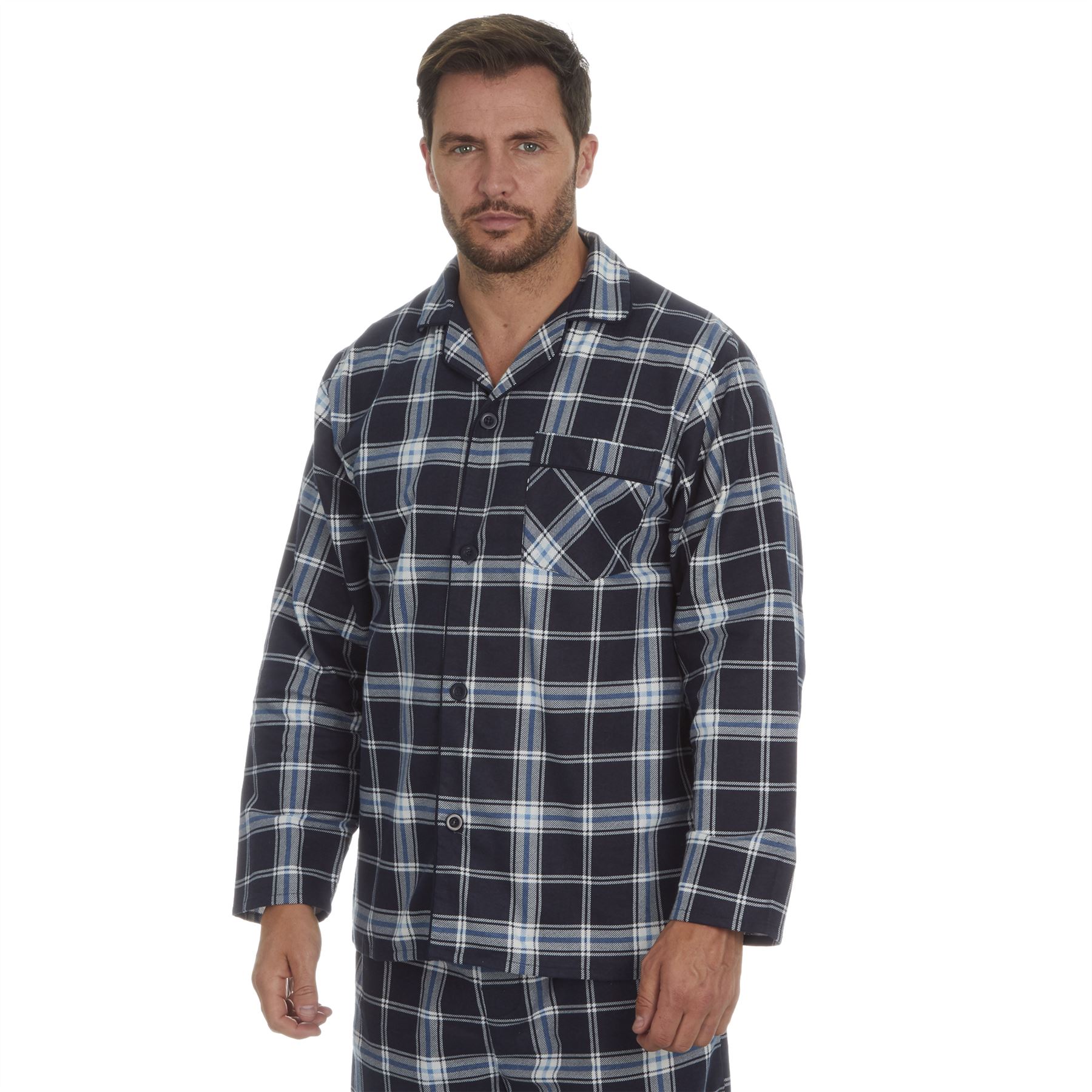 Mens Flannel Pyjamas 100% Brushed Cotton Check Pajama Set Traditional PJs - Picture 25 of 25