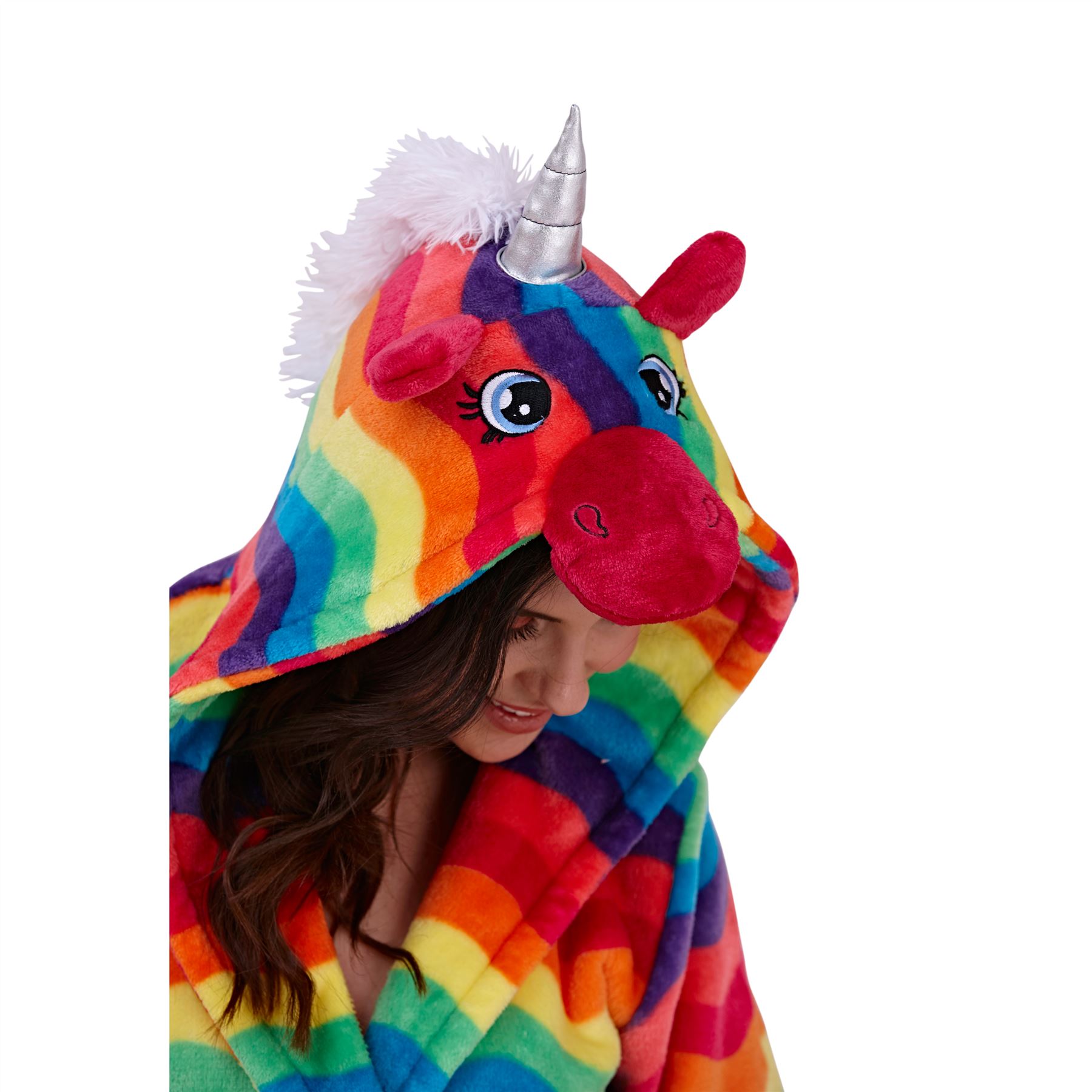 Womens Fleece Robe Dressing Gown With Novelty Hood Ladies Girls Size 8-22 - Picture 26 of 75