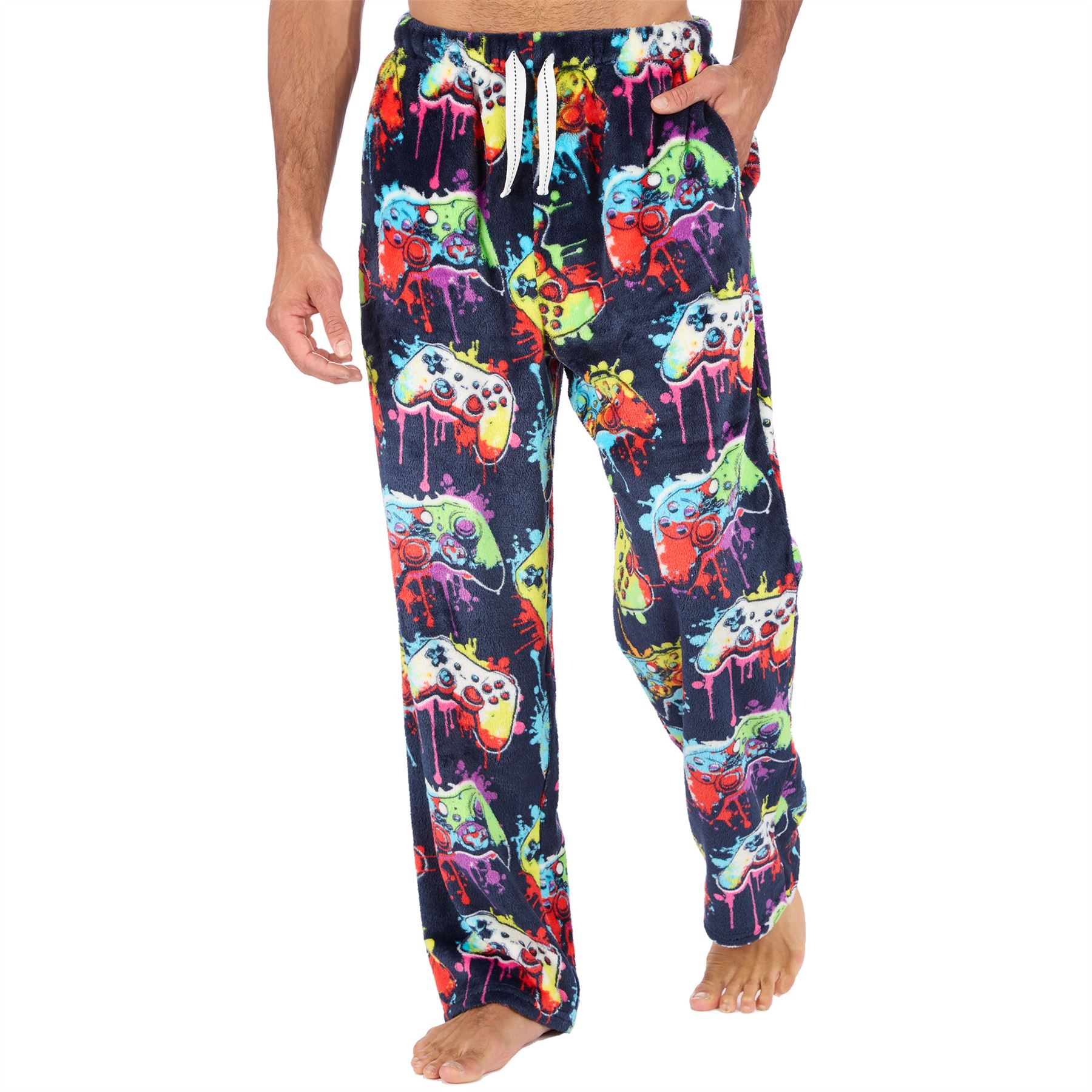Mens Fleece Pyjama Bottoms Lounge Pants PJs Gaming Check Size S-XXL - Picture 32 of 51