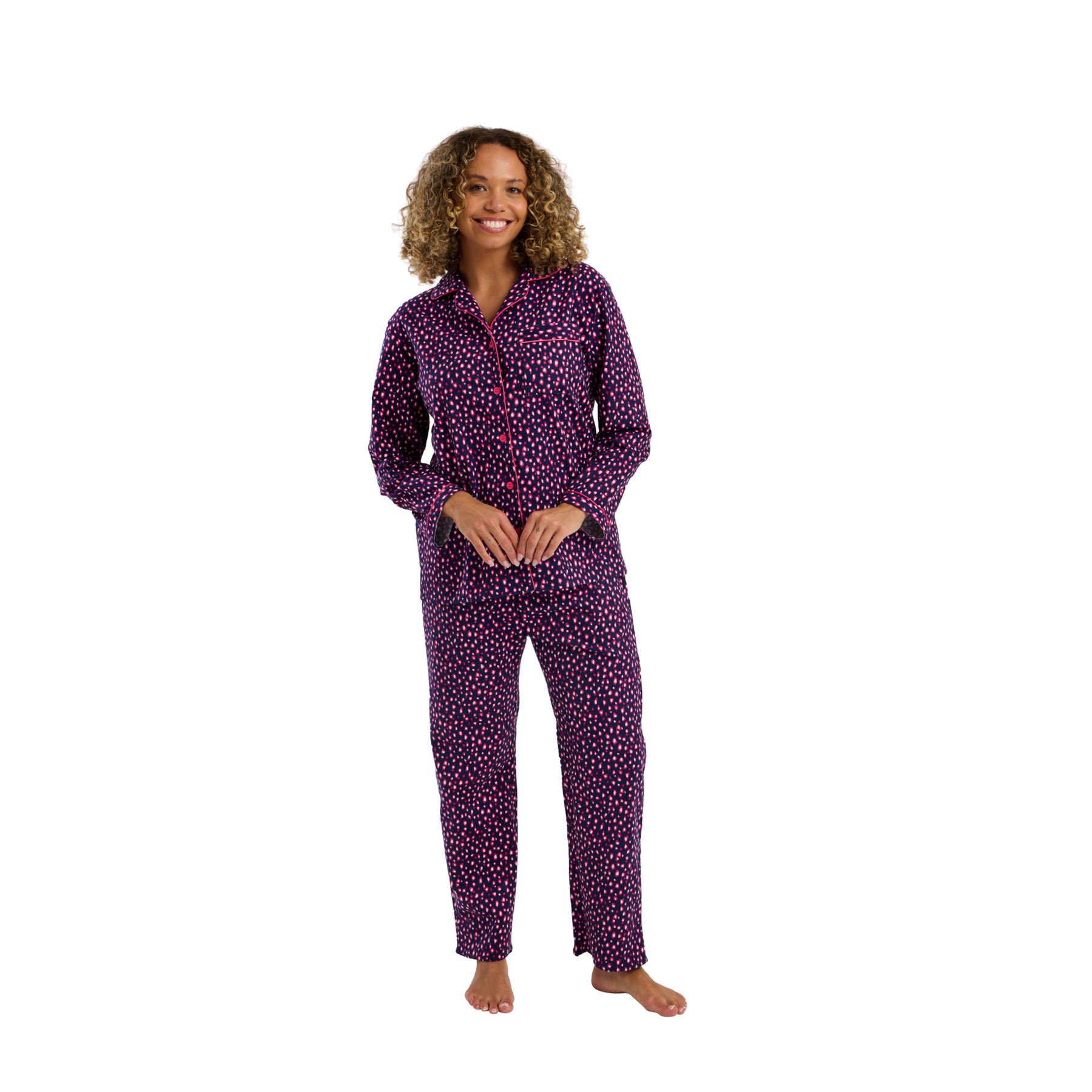 100% Brushed Cotton Pyjamas Ladies Winceyette Pyjama Set Size 8-26 - Picture 42 of 104