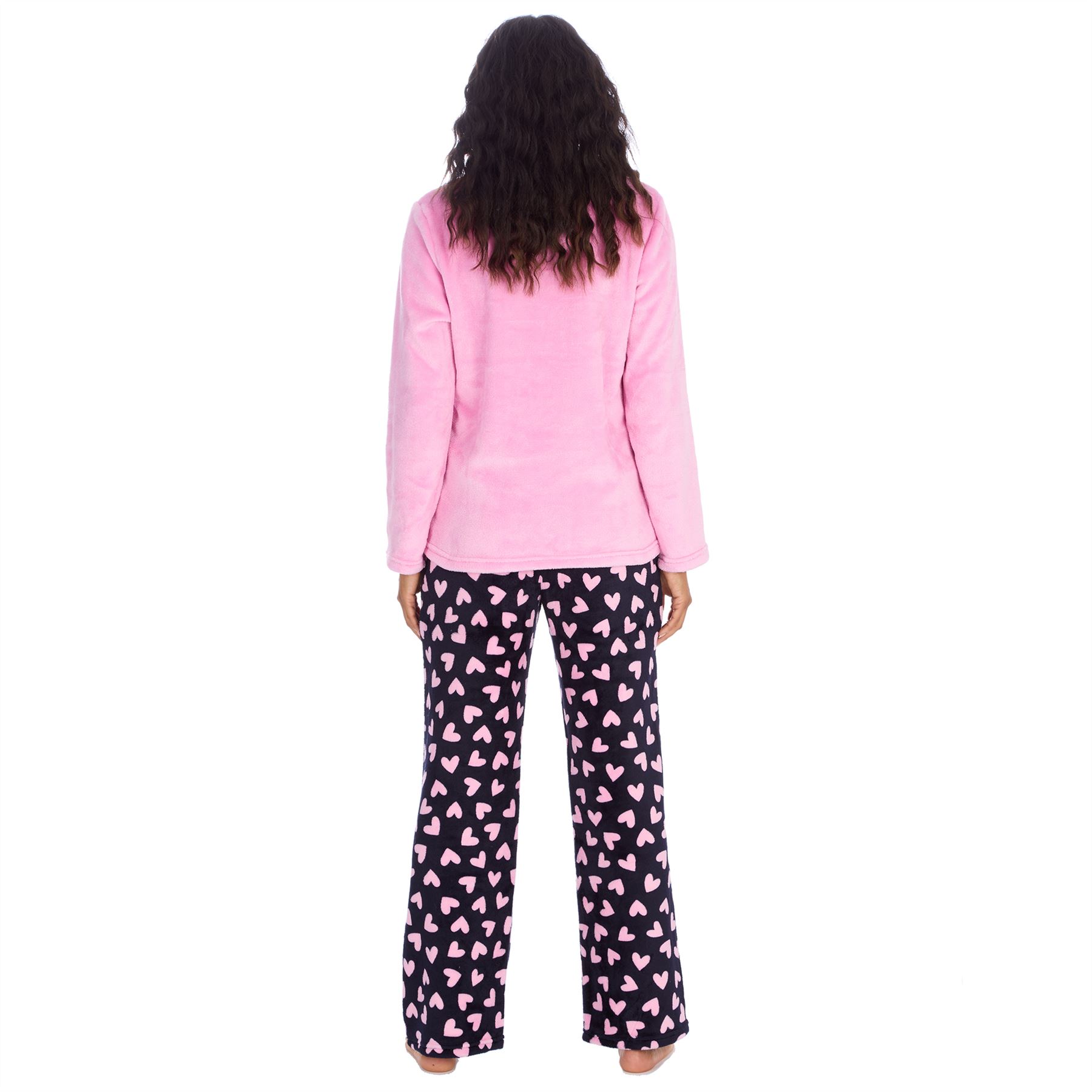 Womens Fleece Pyjamas Ladies Lounge Pyjama Nightwear Set Size 8-22 - Picture 20 of 40