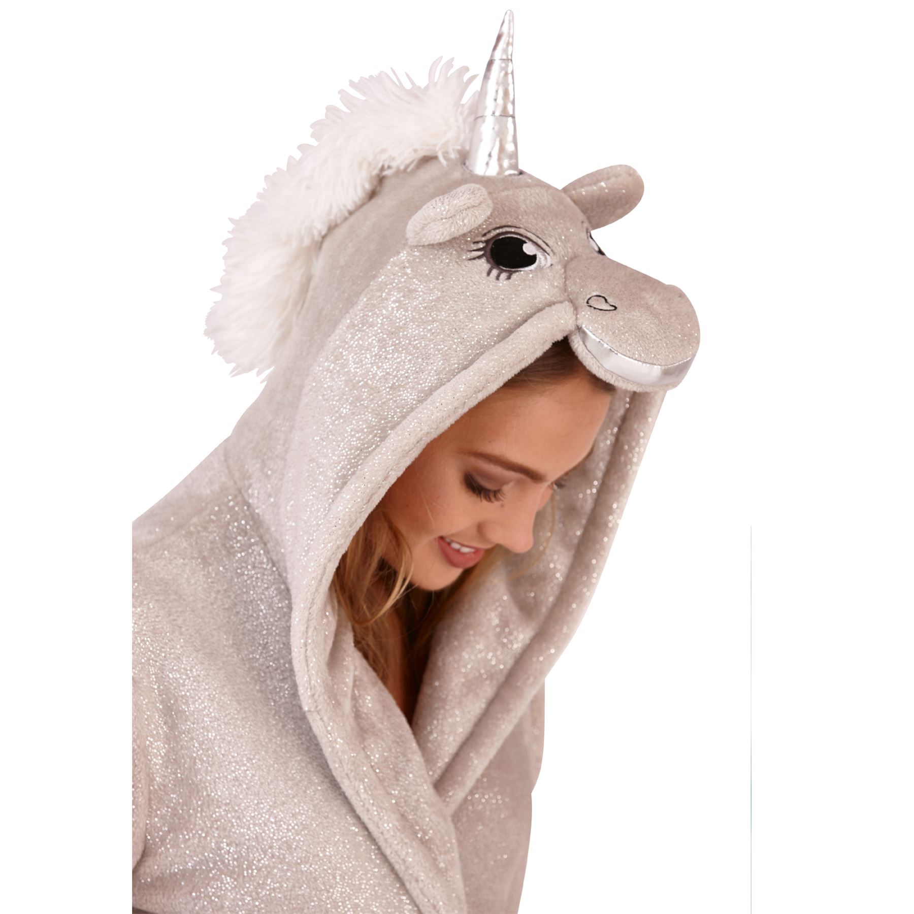Womens Fleece Robe Dressing Gown With Novelty Hood Ladies Girls Size 8-22 - Picture 65 of 75