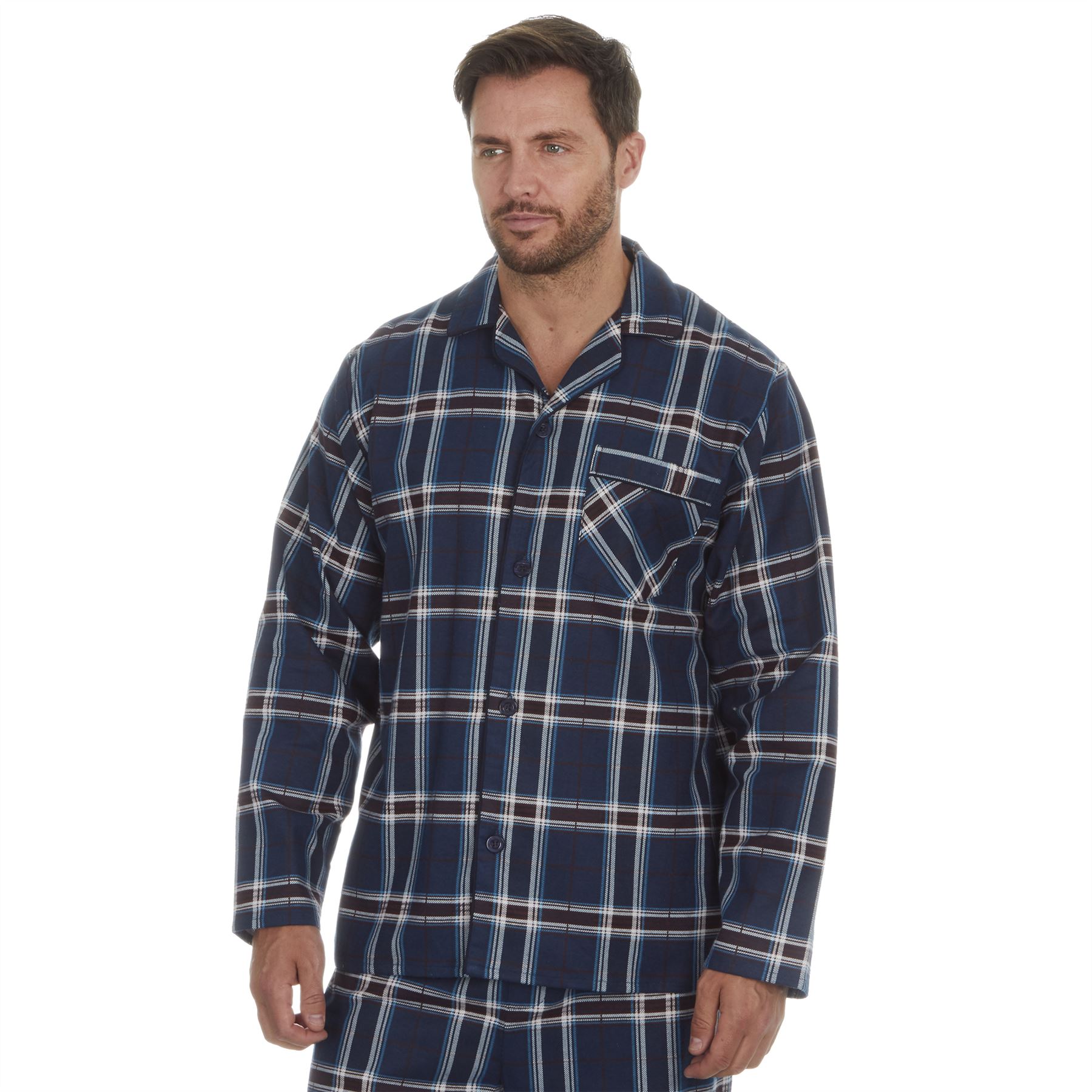Mens Flannel Pyjamas 100% Brushed Cotton Check Pajama Set Traditional PJs - Picture 10 of 25