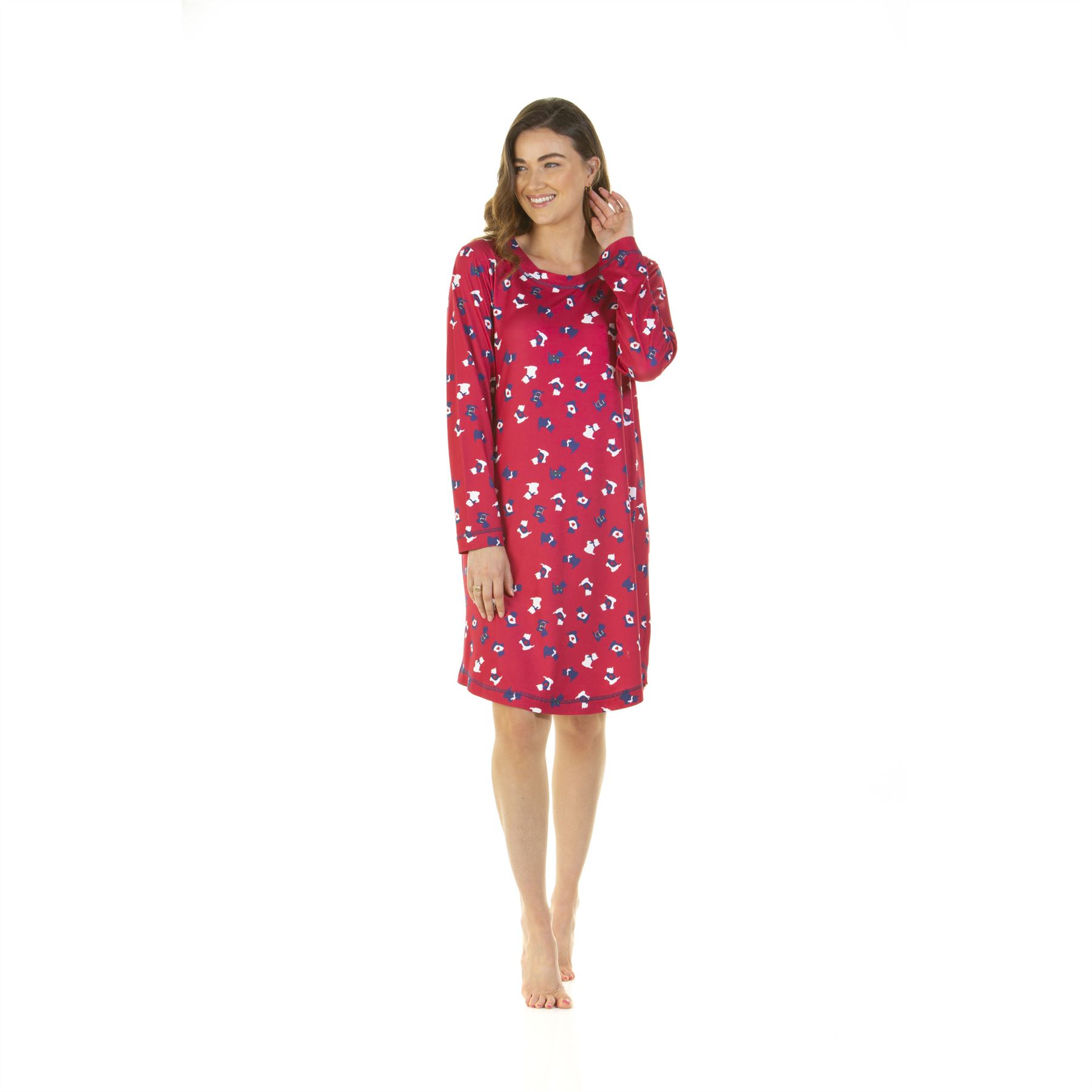 Womens Nightdress Long Sleeve Jersey Knit Ladies Nightie UK 8-22 - Picture 39 of 45