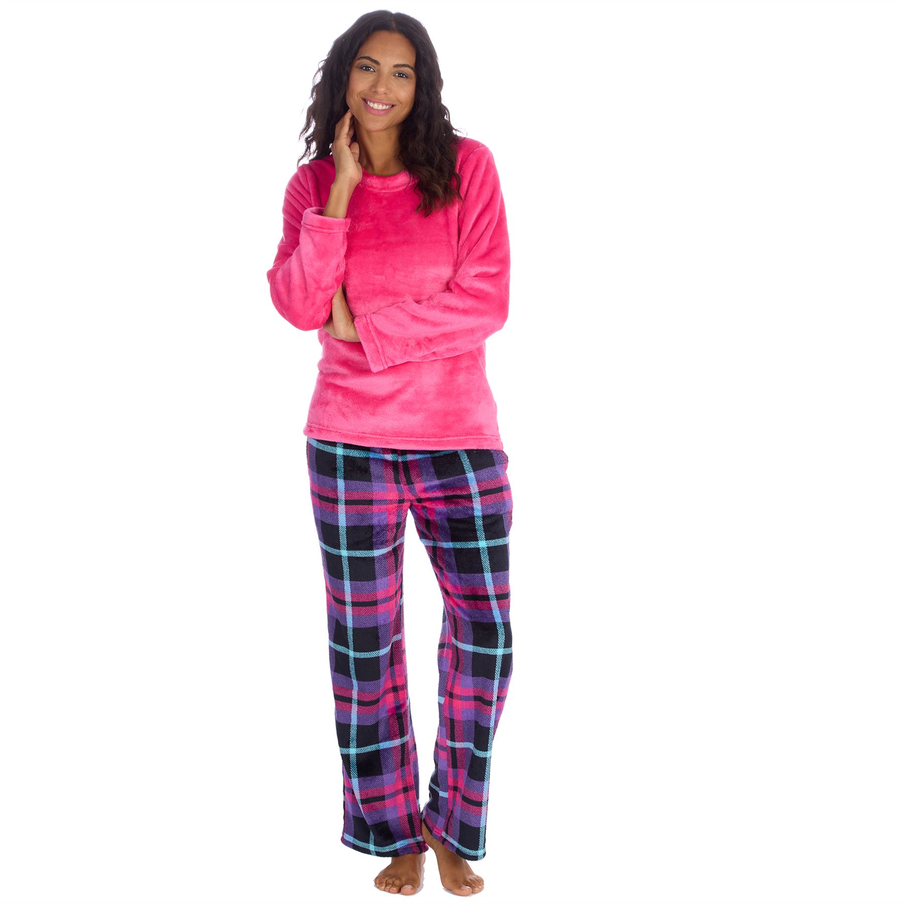 Womens Fleece Pyjamas Ladies Lounge Pyjama Nightwear Set Size 8-22 - Picture 38 of 40