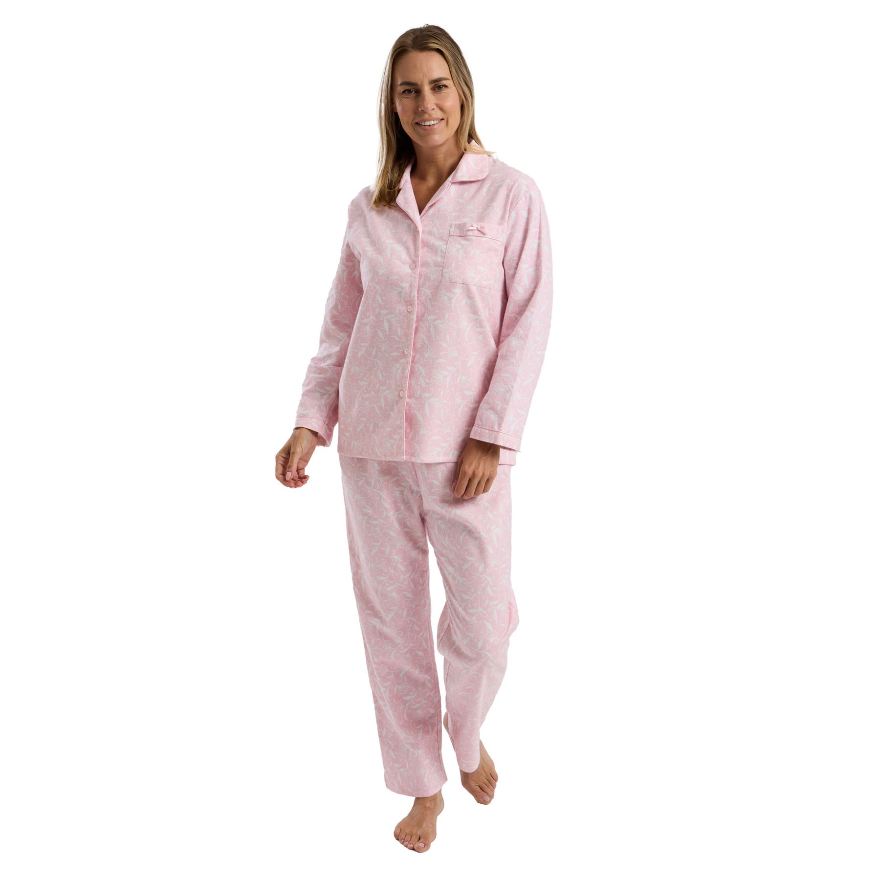 100% Brushed Cotton Pyjamas Ladies Winceyette Pyjama Set Size 8-26 - Picture 84 of 104