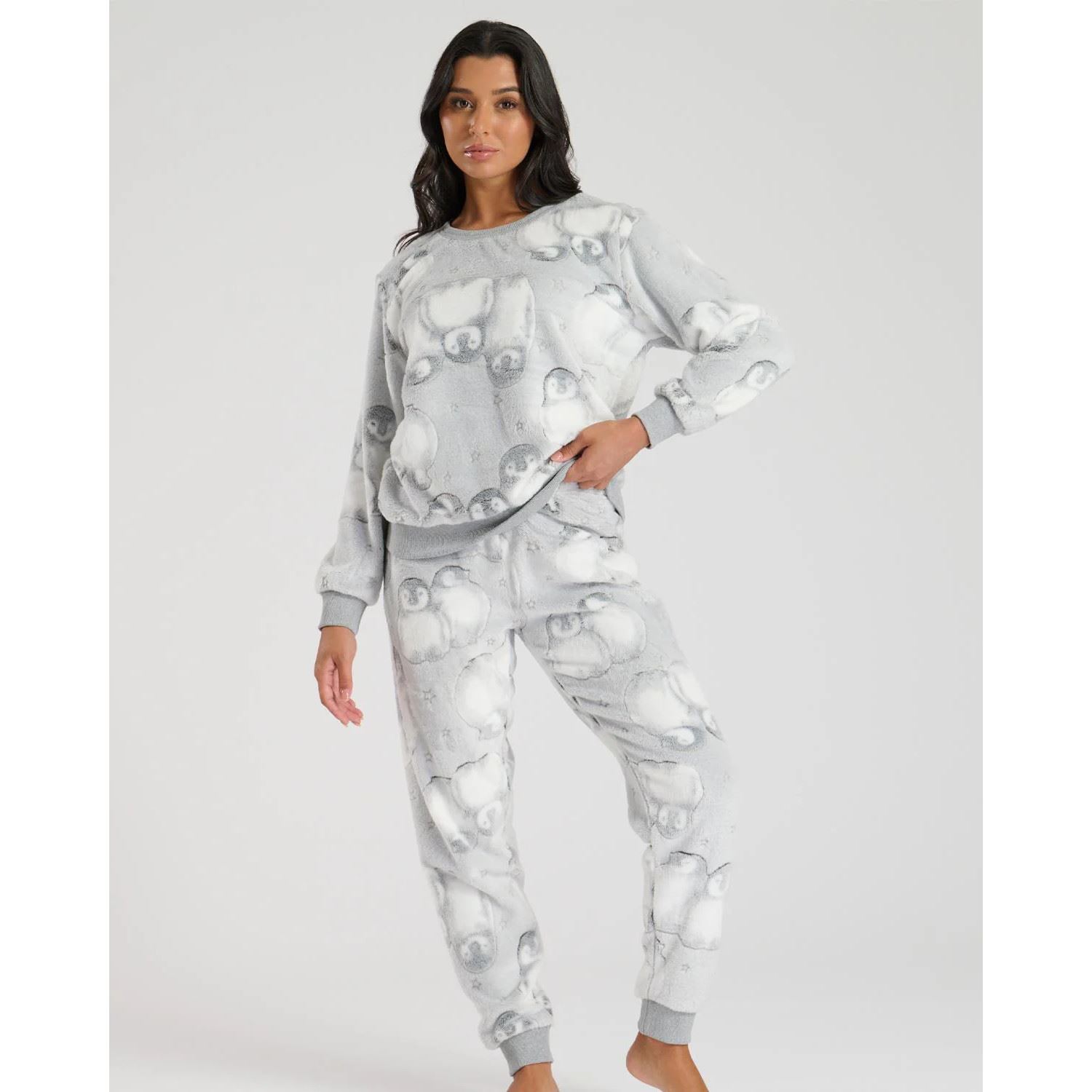 Conjunto de pijama de lana de pingüino de lujo para dama pijama plateado talla 8-22 - Imagen 2 de 2