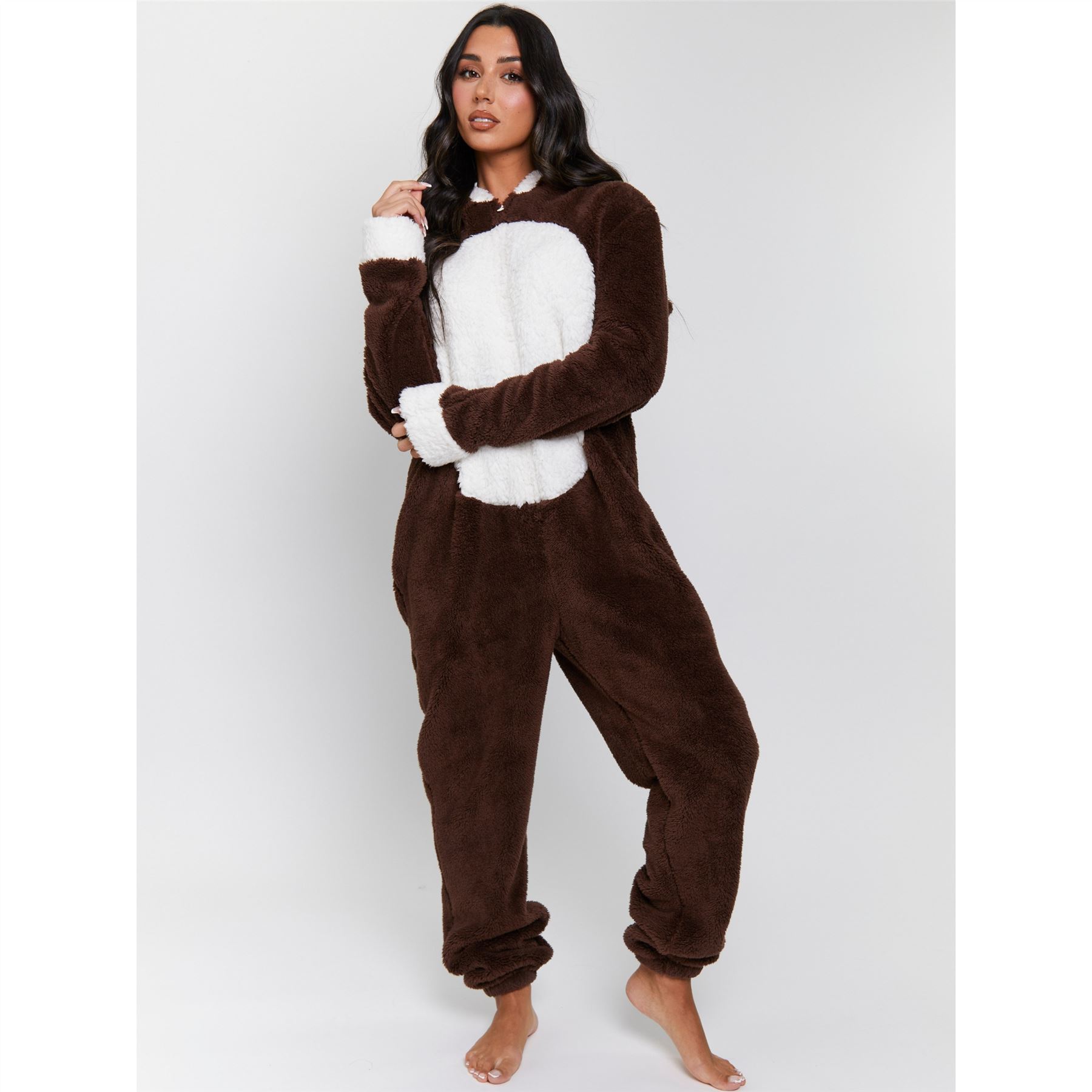 Ladies/Womens/Girls Fleece All In One Pyjamas Outfit Costume Hood Size 6-22 - Picture 51 of 215
