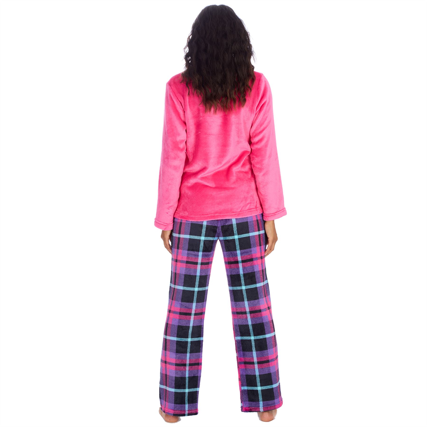 Womens Fleece Pyjamas Ladies Lounge Pyjama Nightwear Set Size 8-22 - Picture 40 of 40