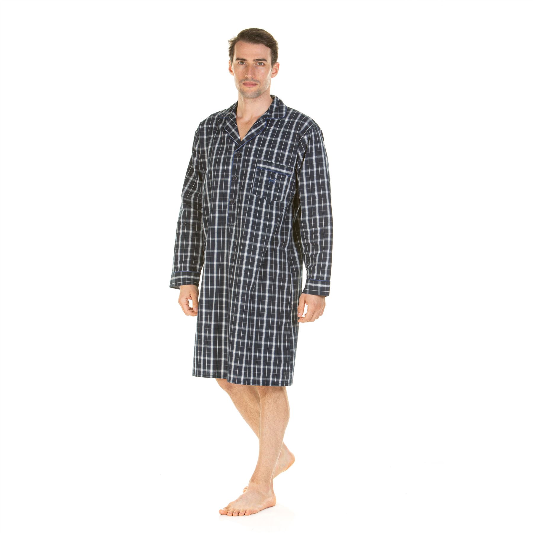 Camisón Haigman Para Hombre Manga Larga 100% Algodón Cuadros/Rayas Talla M, L, XL, XXL - Imagen 12 de 17