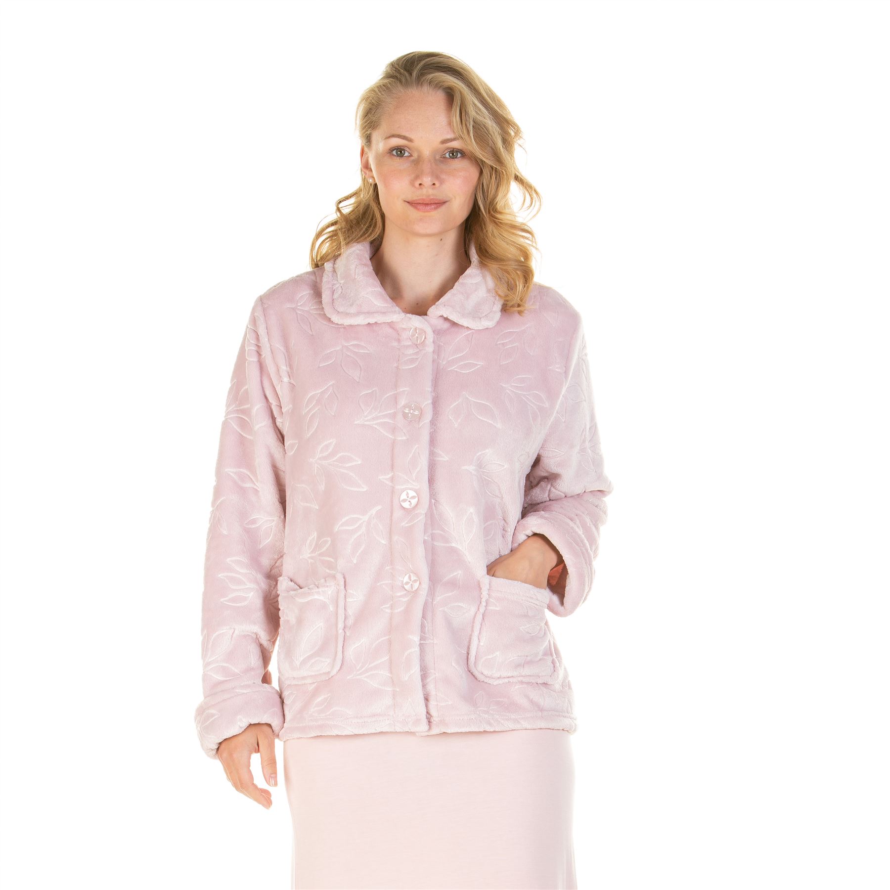 Womens/Ladies Fleece Button Through Robe/Dressing Gown Size 10-24 - Picture 7 of 21