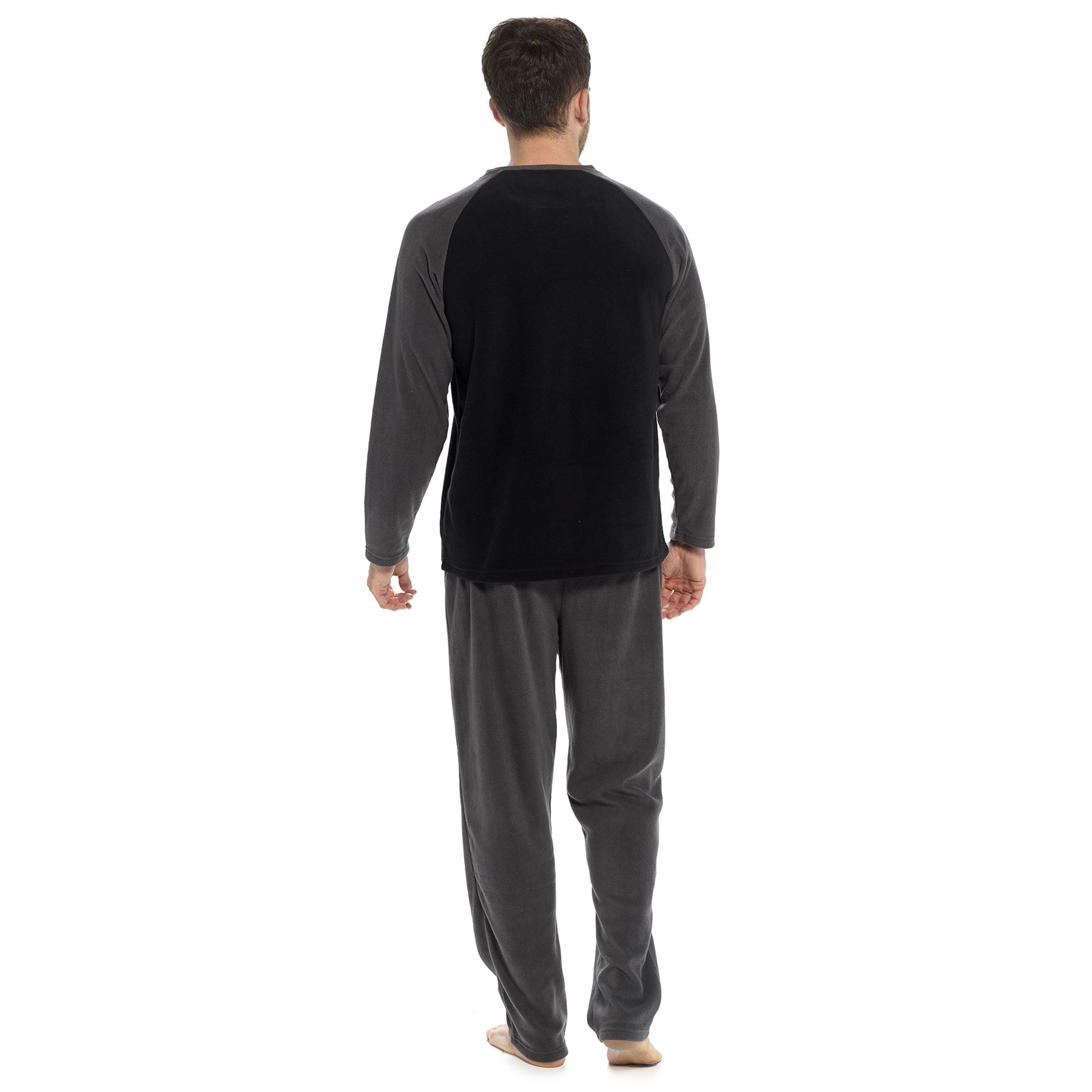 Mens Raglan Fleece Pyjamas Adult Pyjama PJ Set M-XXL - Picture 5 of 7