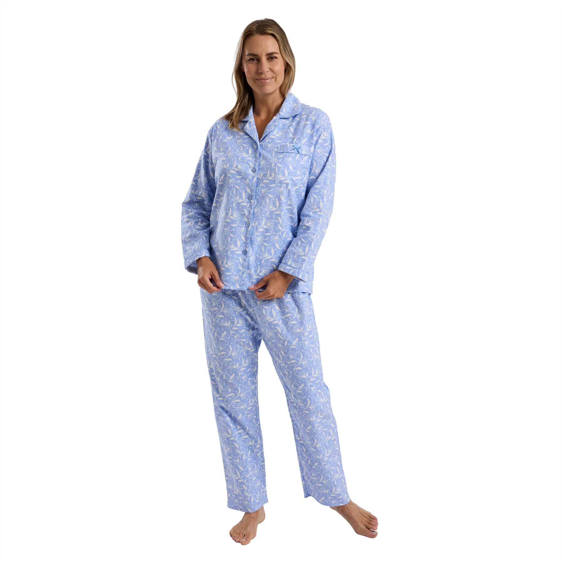 100% Brushed Cotton Pyjamas Ladies Winceyette Pyjama Set Size 8-26 - Picture 19 of 104