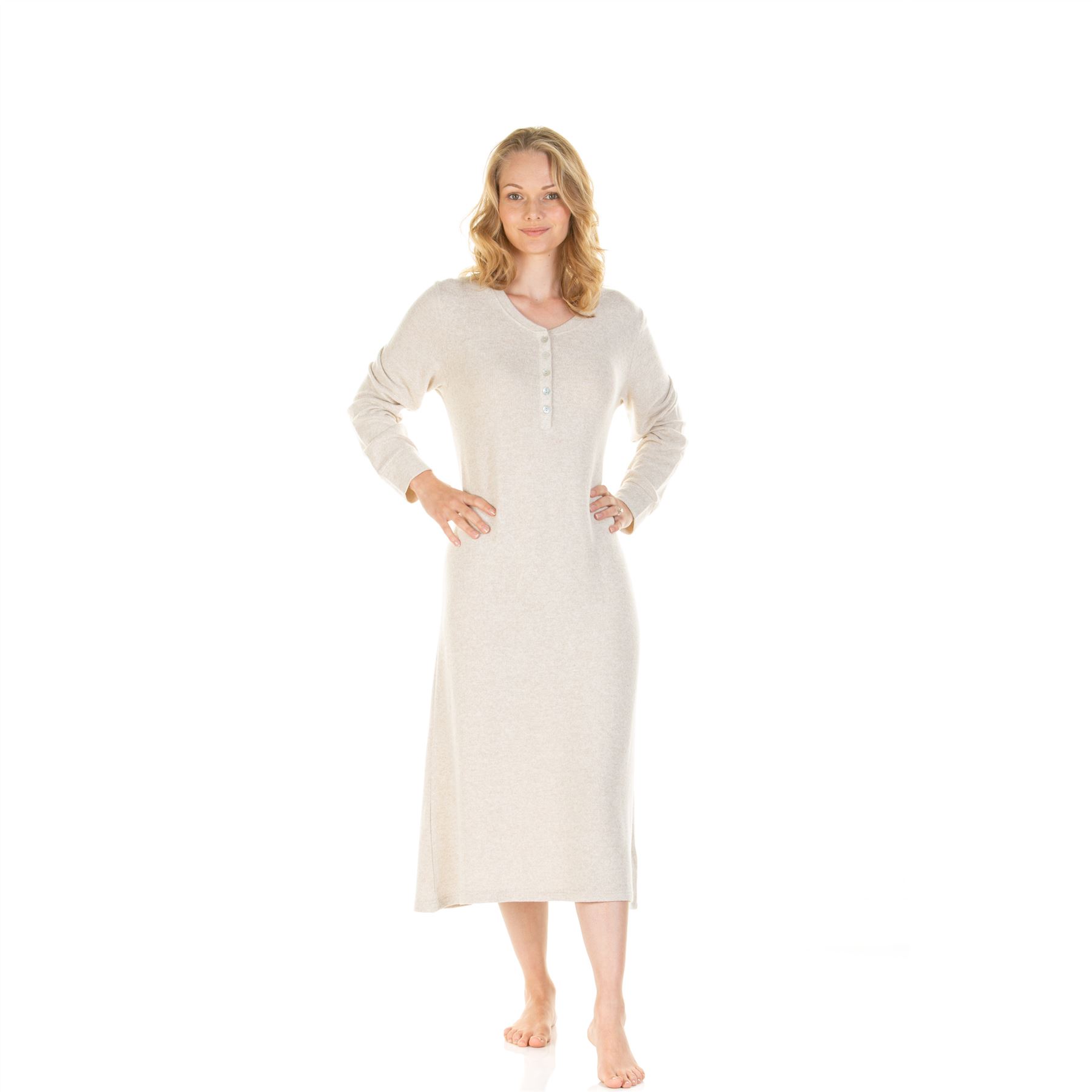 Womens Ladies Brushed Long Sleeve Nightdress Nightie Size 8-22 - Picture 13 of 33