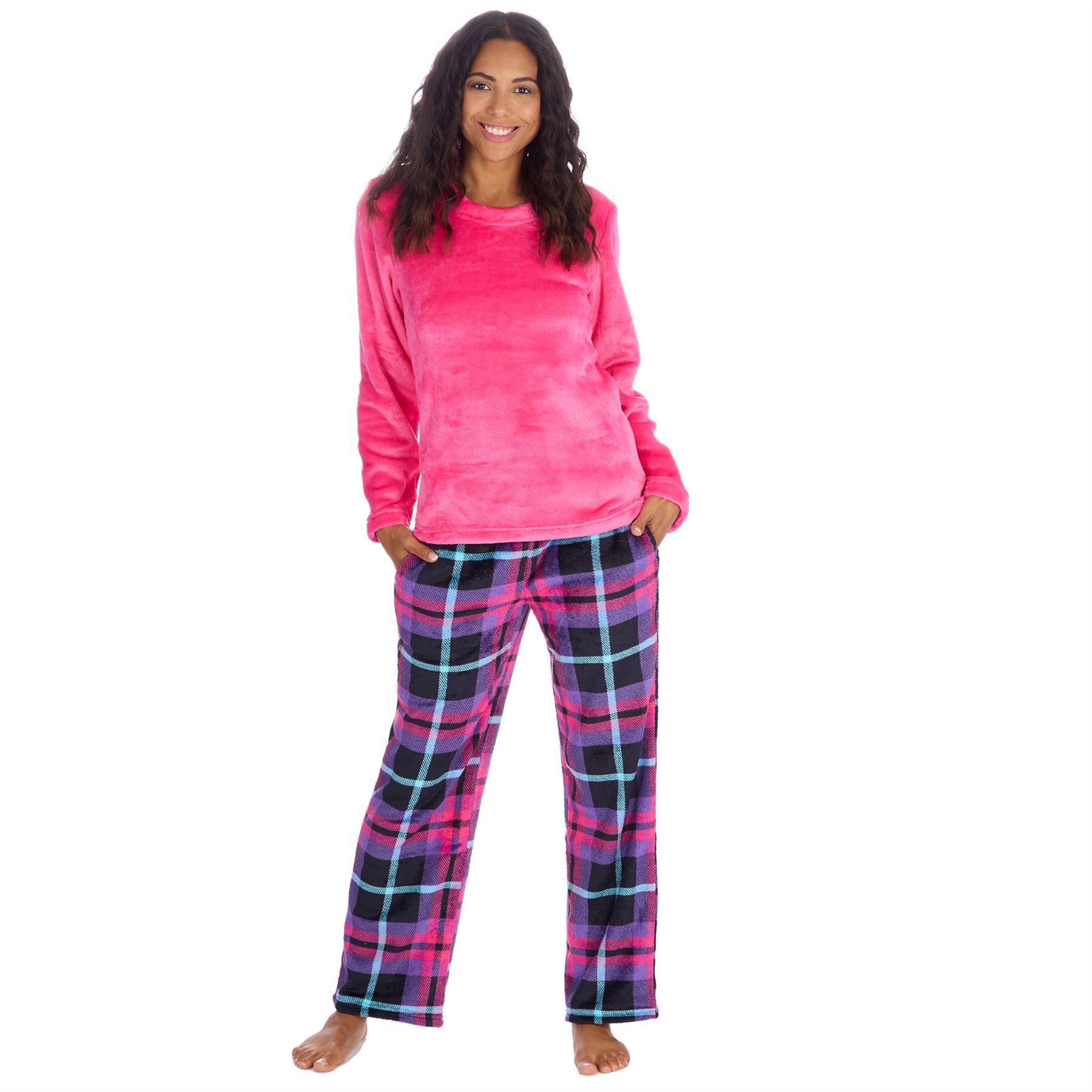 Womens Fleece Pyjamas Ladies Lounge Pyjama Nightwear Set Size 8-22 - Picture 37 of 40