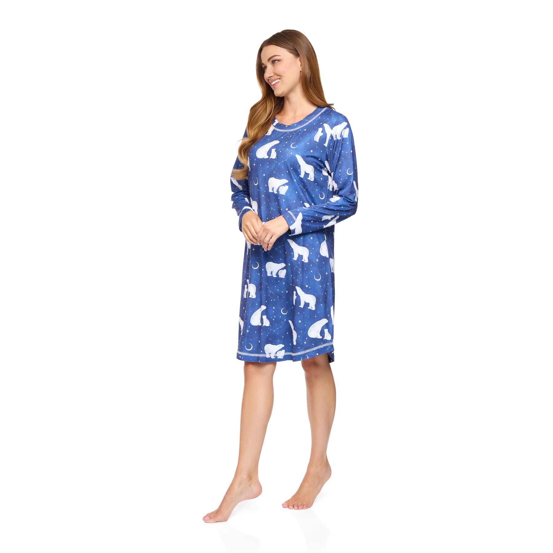 Womens Nightdress Long Sleeve Jersey Knit Ladies Nightie UK 8-22 - Picture 30 of 45
