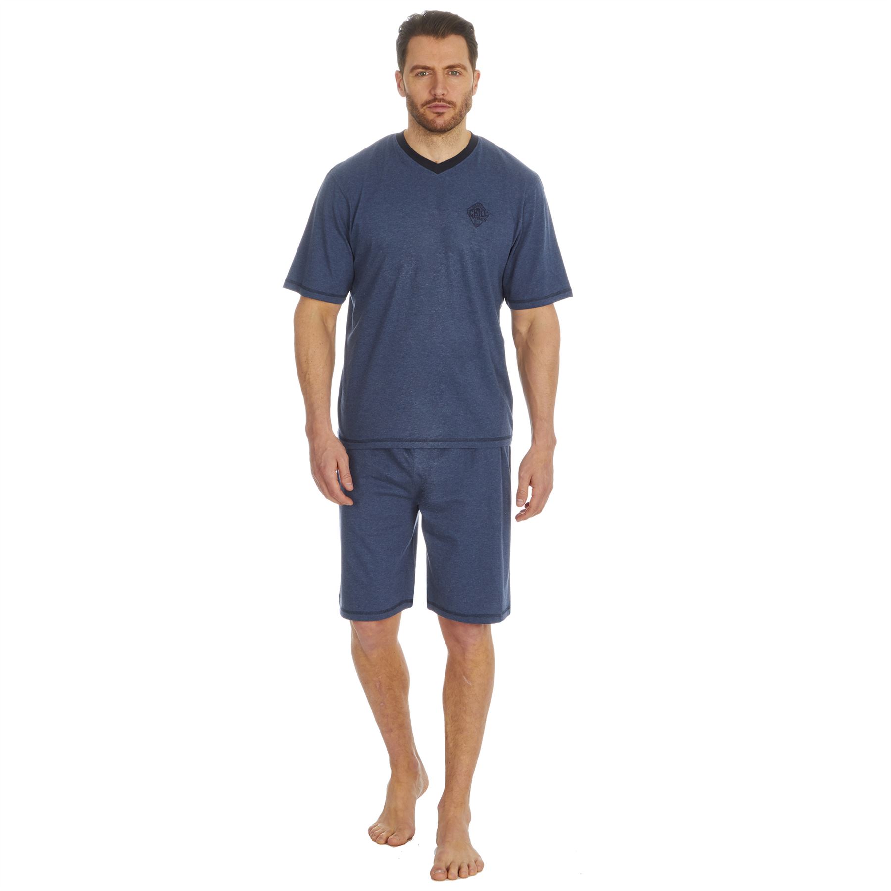 Conjunto de pijama de verano de manga corta para hombre ropa de dormir cuello en V - Imagen 13 de 29