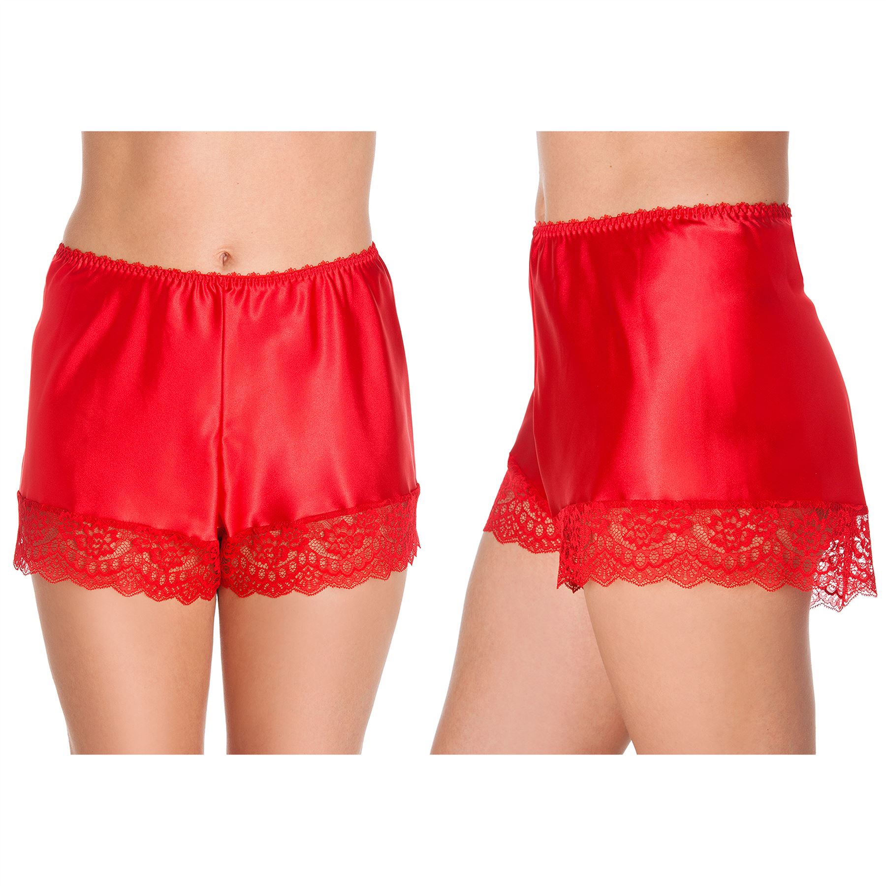 Satin French Knickers Ladies Deep Lace Silky Shorts Briefs Sexy Pyjamas - Picture 20 of 21