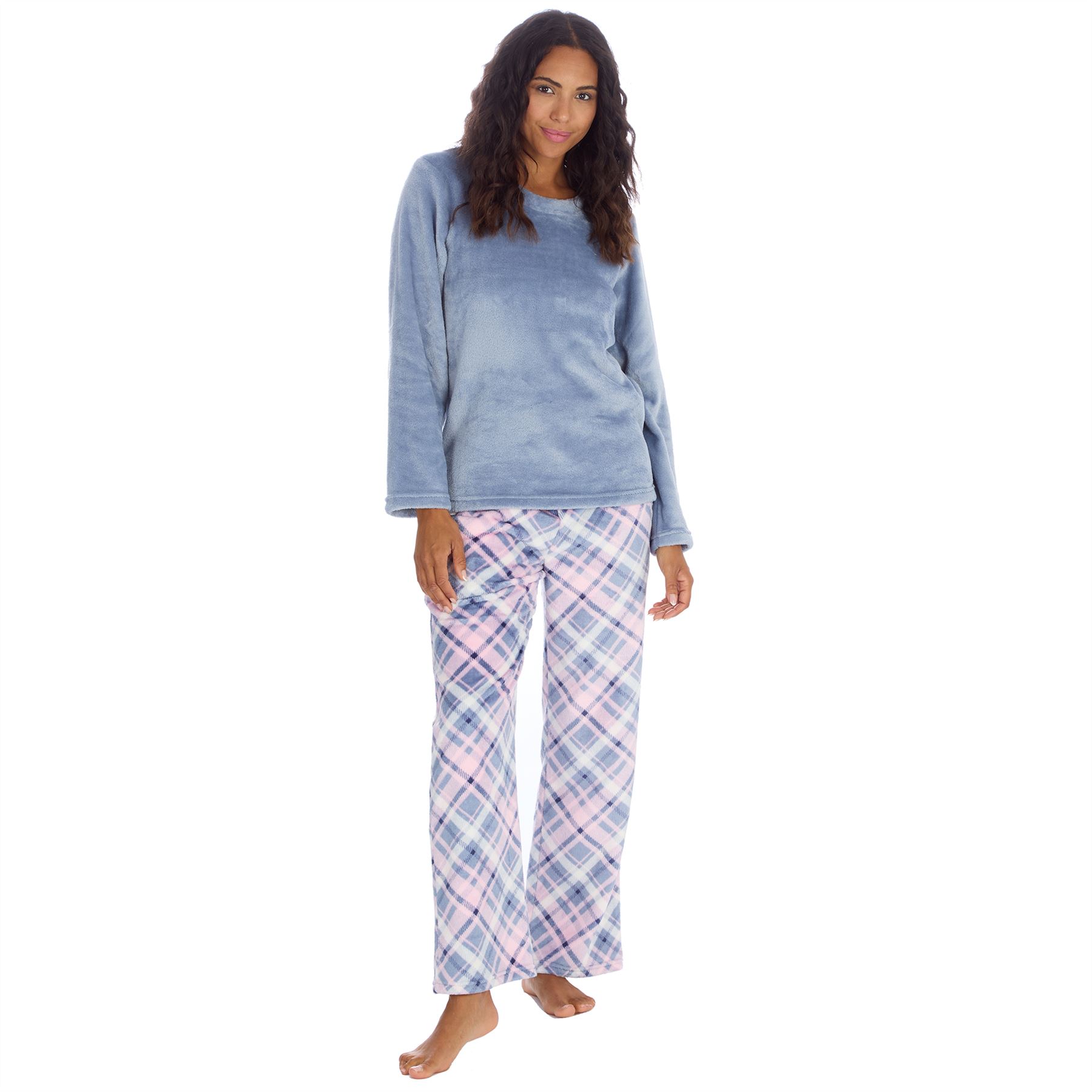 Womens Fleece Pyjamas Ladies Lounge Pyjama Nightwear Set Size 8-22 - Picture 21 of 40