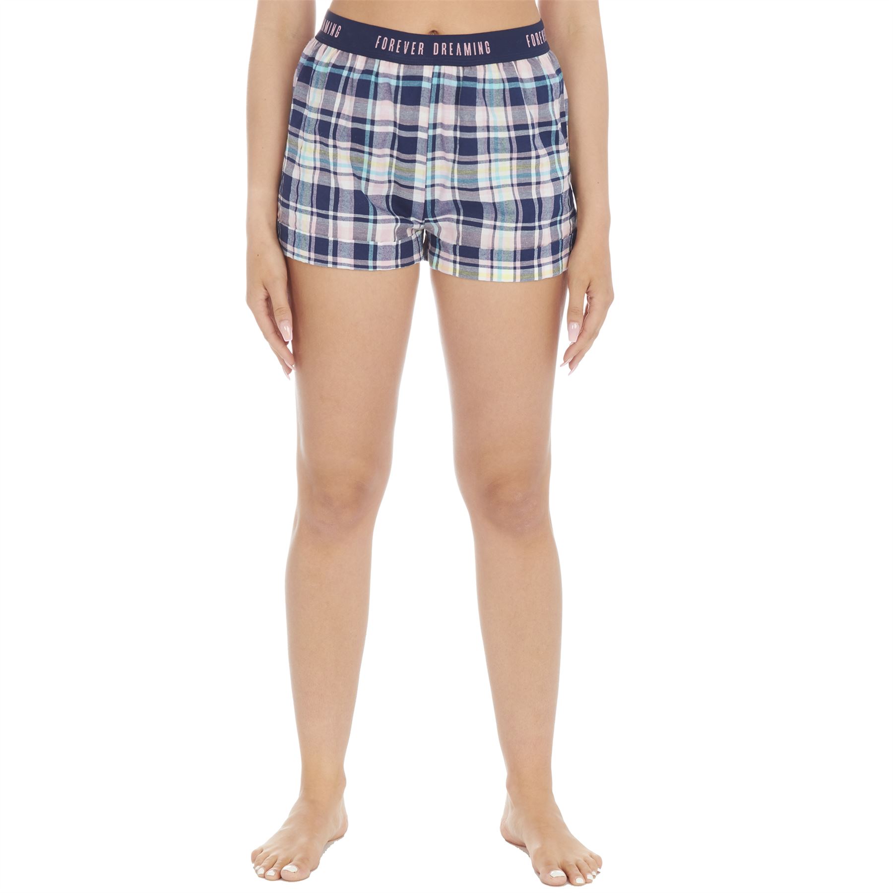 Damen/Damen gewebte Lounge Shorts Pyjamahose lila marineblau kariert Größe 8-22 - Bild 6 von 7