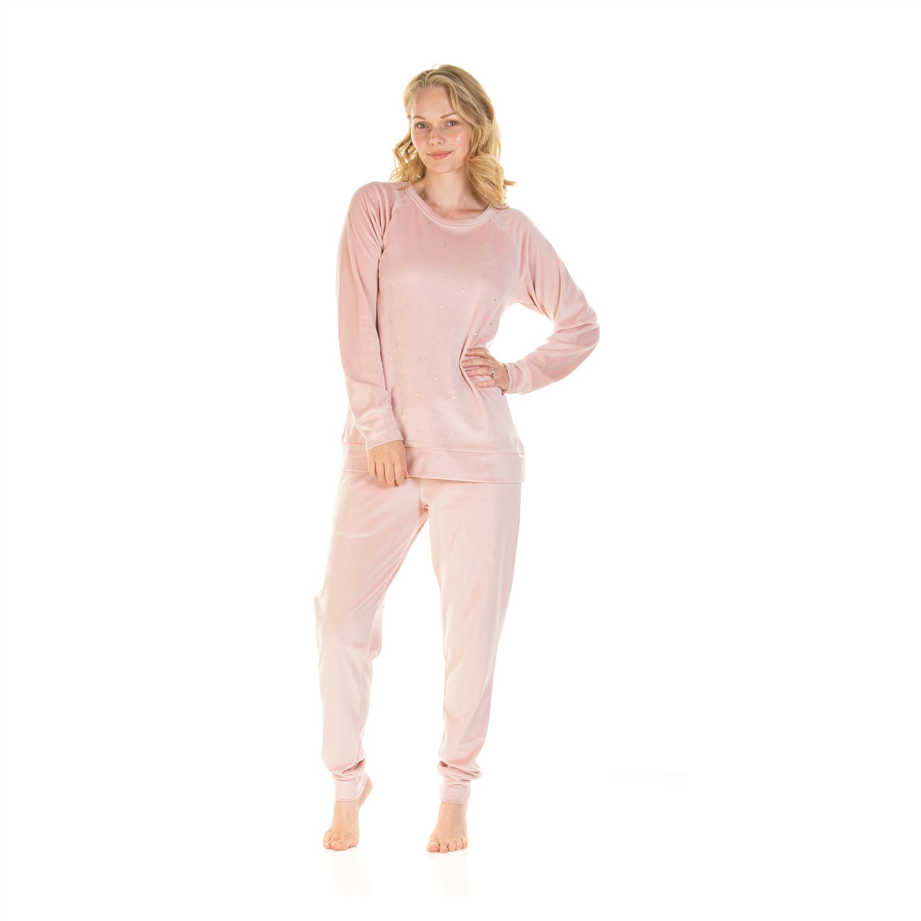 Womens/Ladies Velour Pyjamas Diamond Sequin Pyjama Set Size 8-22 - Picture 28 of 34