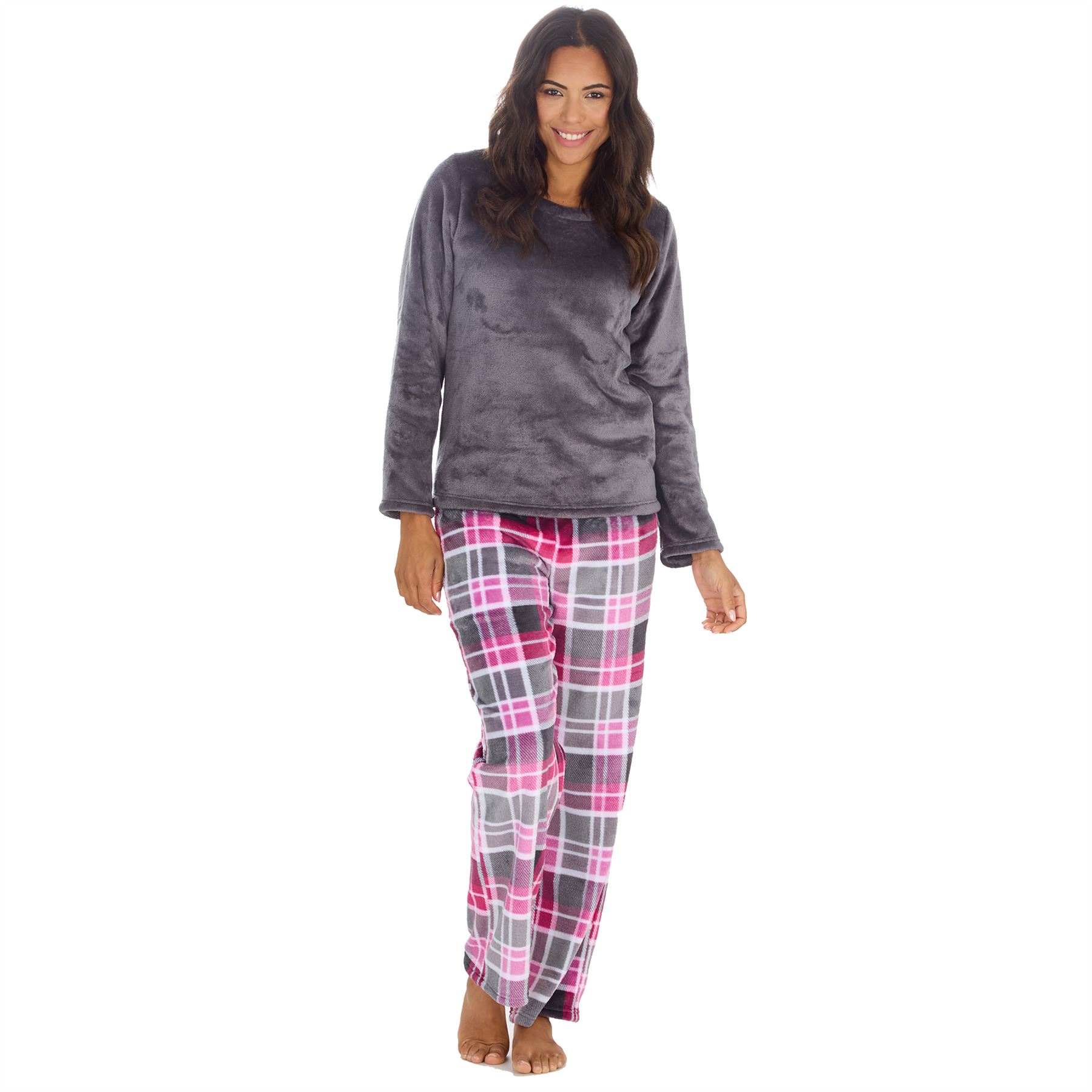 Womens Fleece Pyjamas Ladies Lounge Pyjama Nightwear Set Size 8-22 - Picture 34 of 40