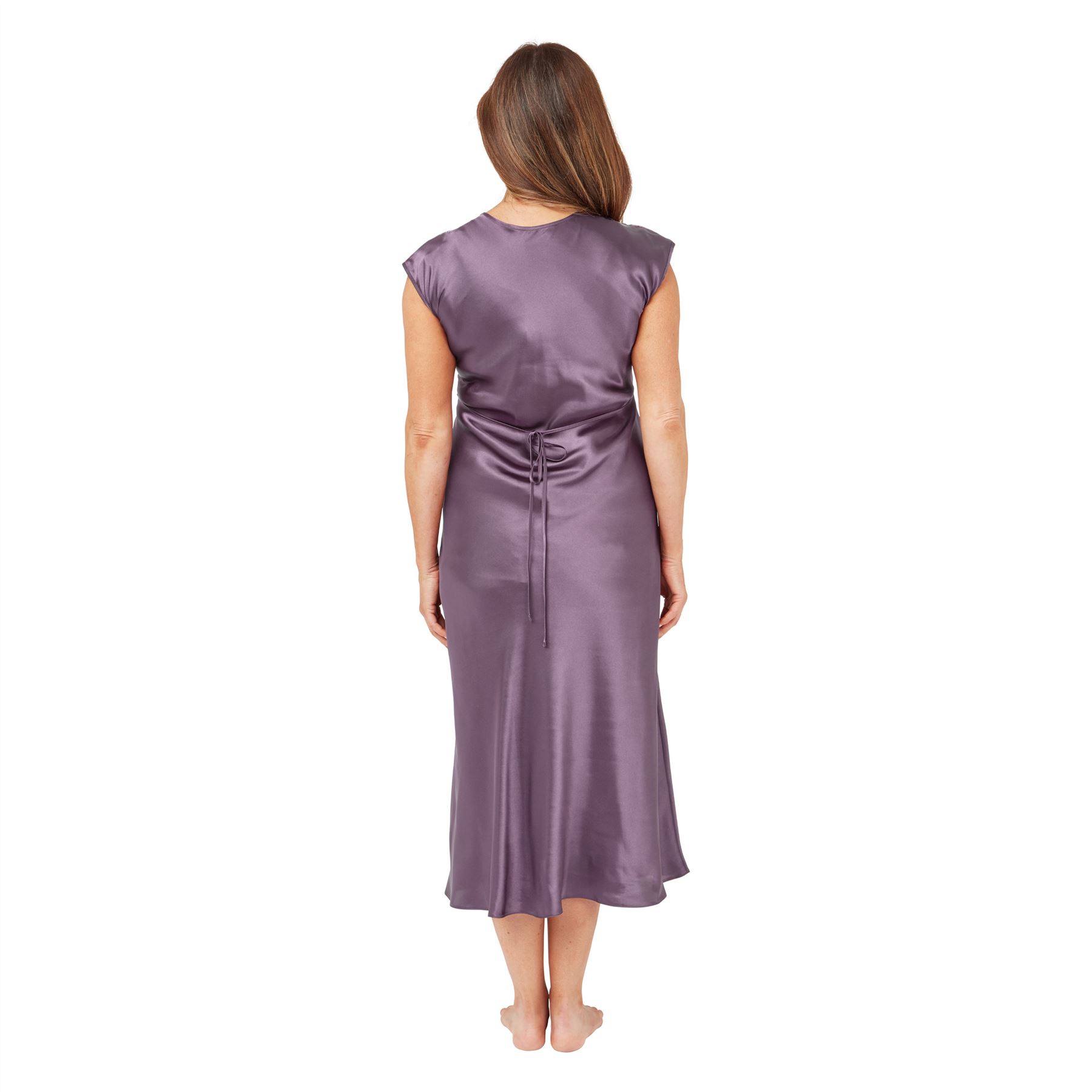 Ladies Long Satin Chemise Nightie Womens Plus Size Nightdress - Picture 8 of 13