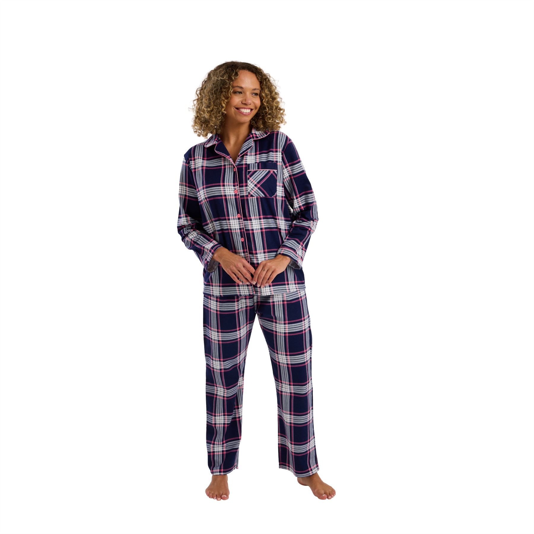 100% Brushed Cotton Pyjamas Ladies Winceyette Pyjama Set Size 8-26 - Picture 48 of 104