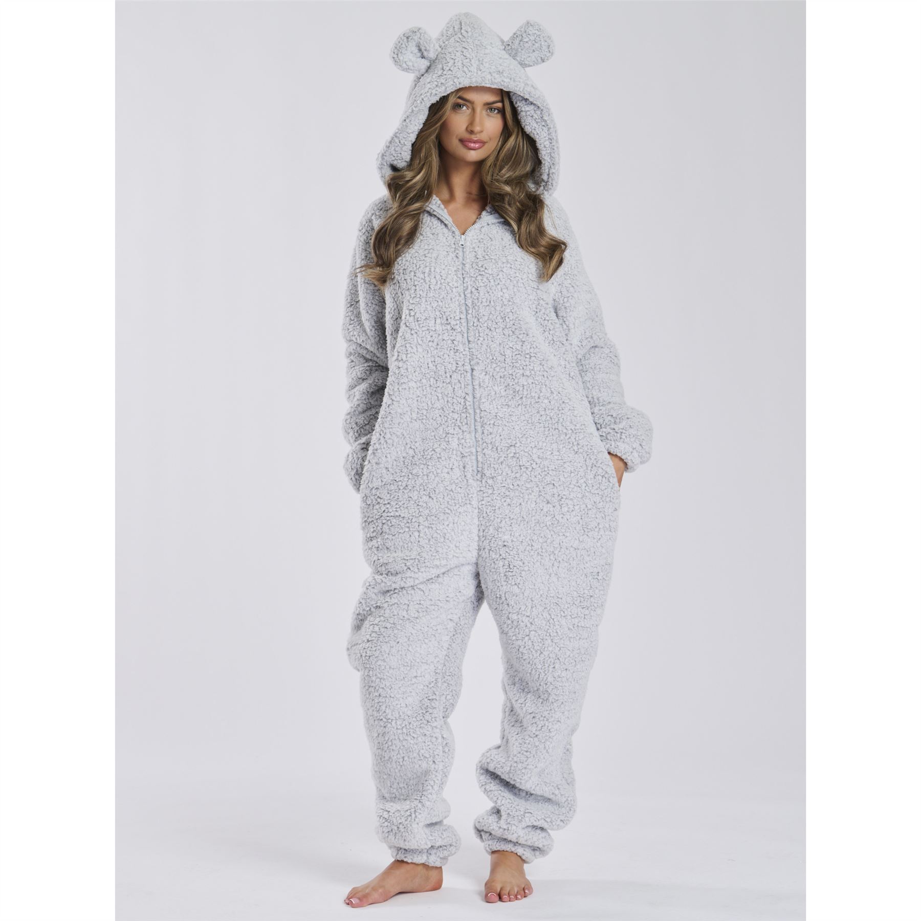 Ladies/Womens/Girls Fleece All In One Pyjamas Outfit Costume Hood Size 6-22 - Picture 176 of 215