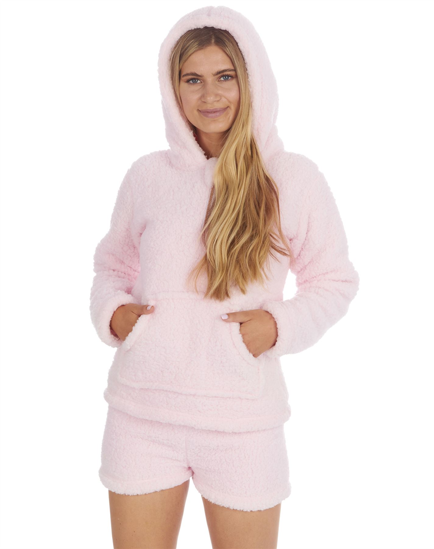 Damen weicher dicker Sherpa Kapuze Borg Fleece Hoodie Pullover Hoody Lounge Top - Bild 12 von 15
